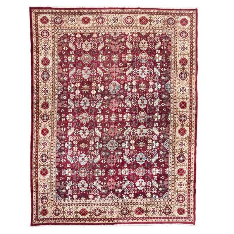 Early 20th Century Antique Rug from India, Agra with Palmette Design For Sale