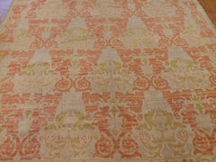 Antique Rug from Spain, Palmettos on Rust Field, Wool, 1900