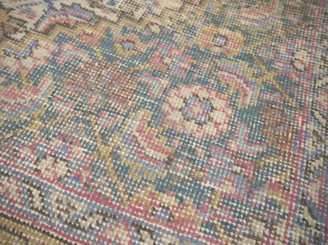  Tabriz Vintage Rug 8x12 ft Hand Knotted Room Size Wool Muted Colors 360x250 cm For Sale 5