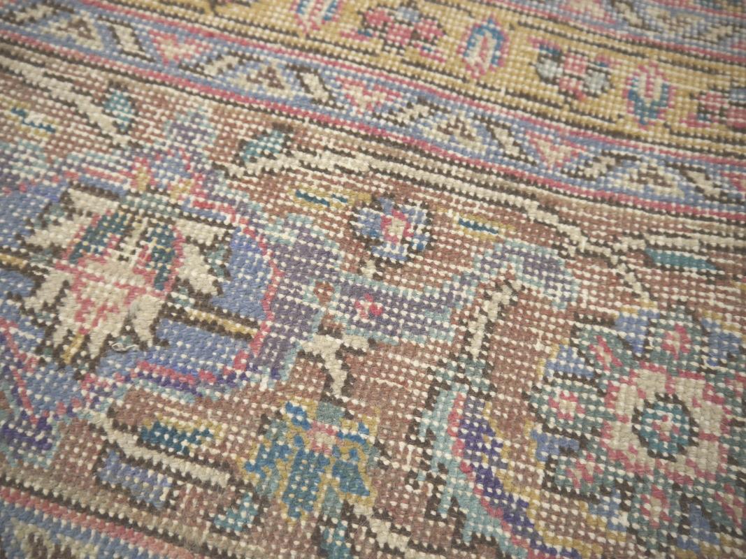  Tabriz Vintage Rug 8x12 ft Hand Knotted Room Size Wool Muted Colors 360x250 cm For Sale 3