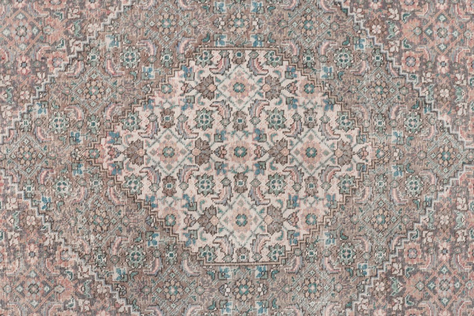 Hand-Knotted  Tabriz Vintage Rug 8x12 ft Hand Knotted Room Size Wool Muted Colors 360x250 cm For Sale
