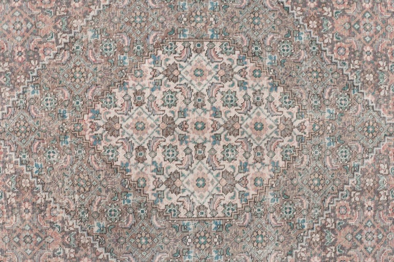 8x10 Camel and Purple Antique Style, Abstract Hand Knotted Low pile Wool Area Rug