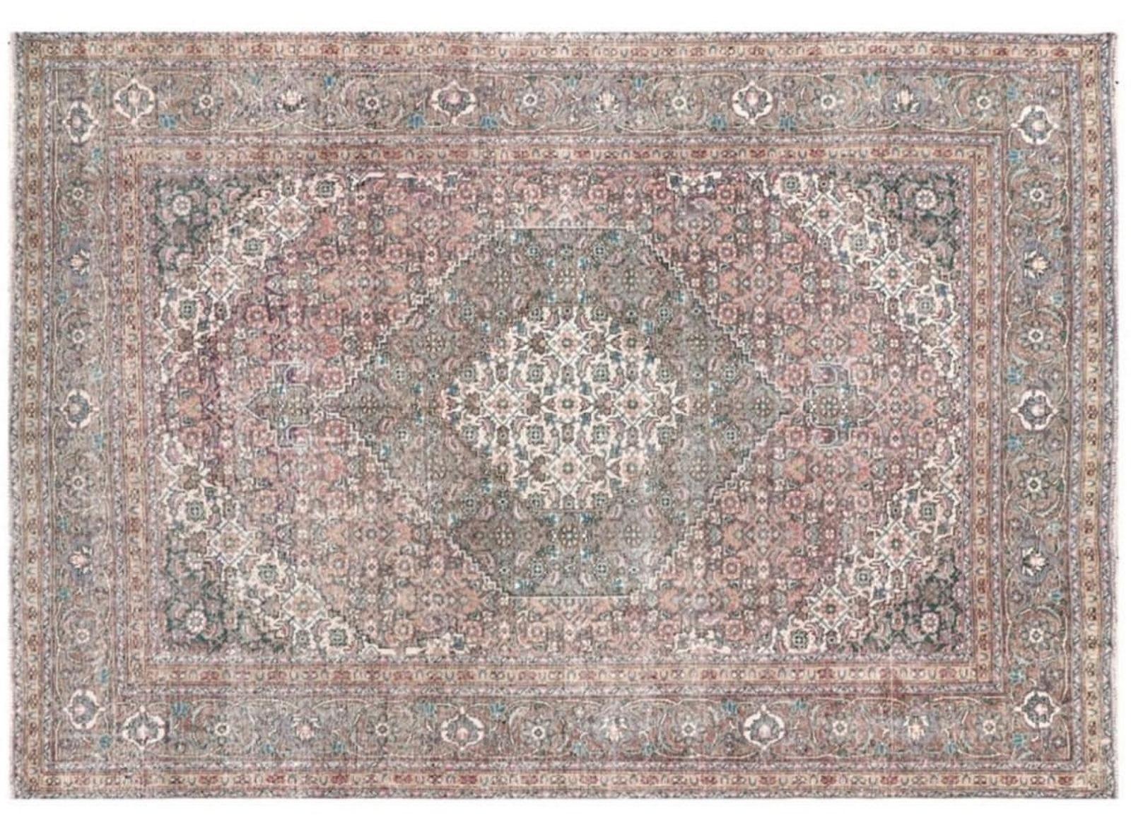  Tabriz Vintage Rug 8x12 ft Hand Knotted Room Size Wool Muted Colors 360x250 cm For Sale 1