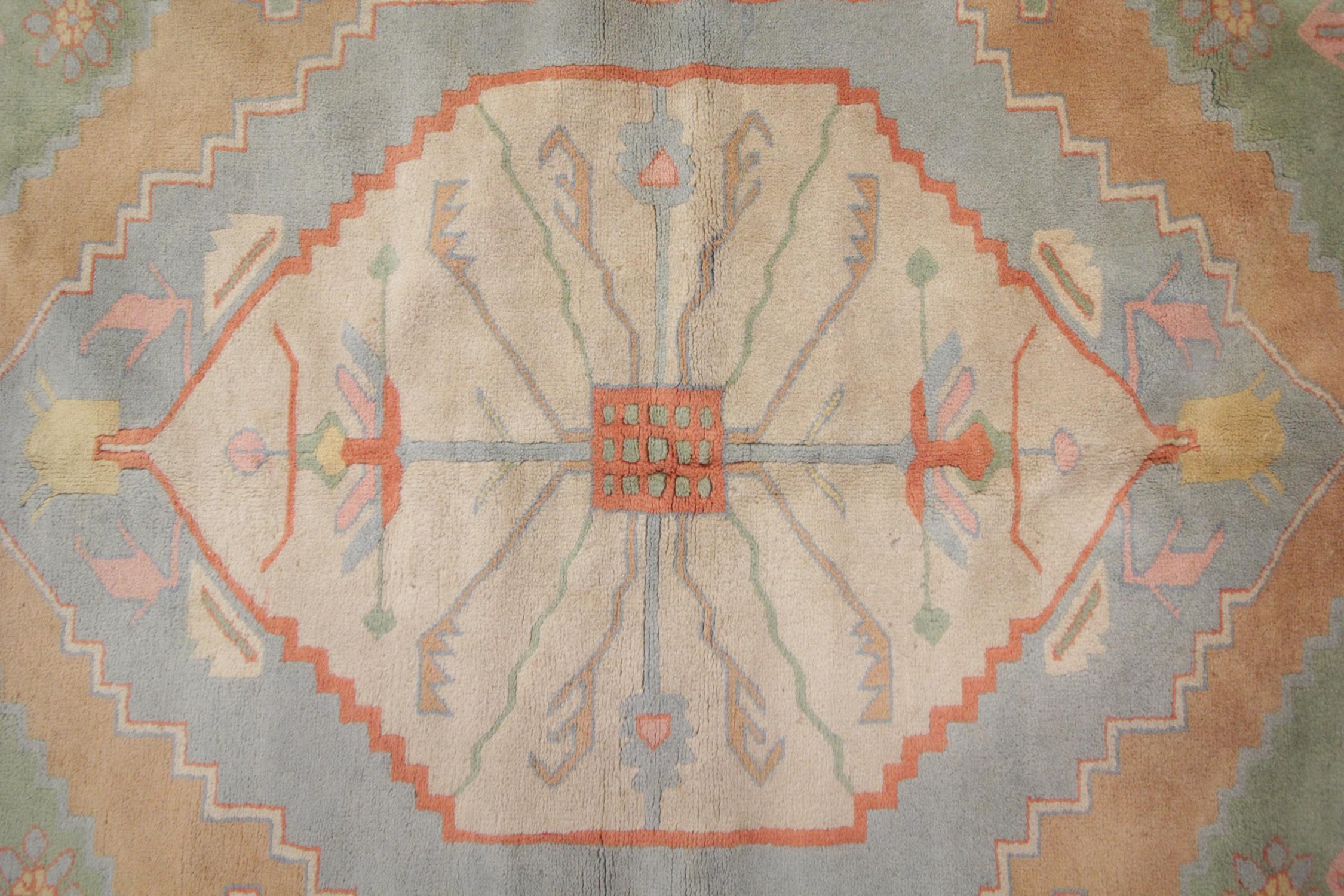 Oushak Antique Rug Handmade Oriental Rug Turkish Rugs, Vintage Rug Milas, Green Carpet