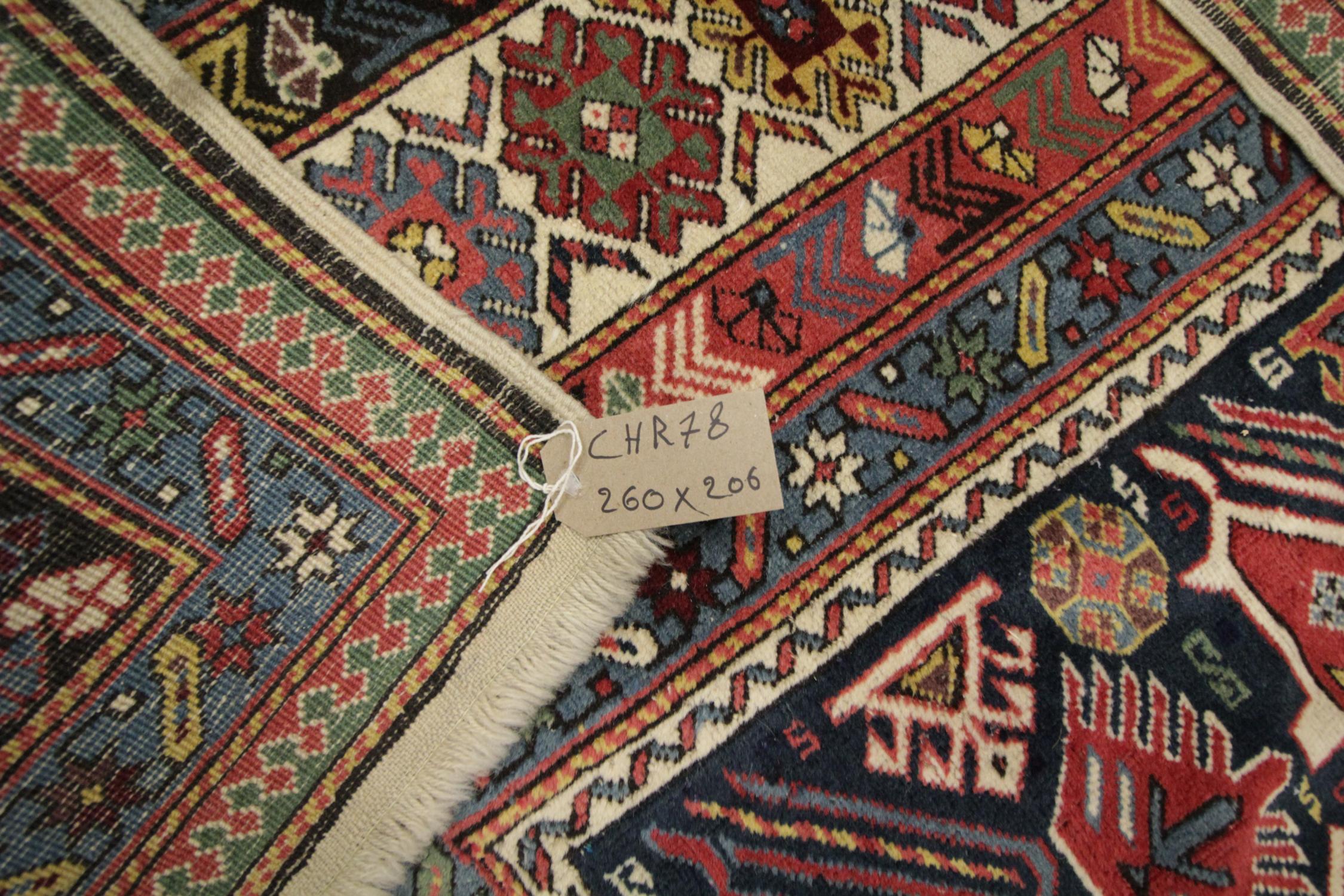 Wool Antique Rug, Handmade Carpet Oriental Caucasian Rug, Living Room Rug for Sale For Sale