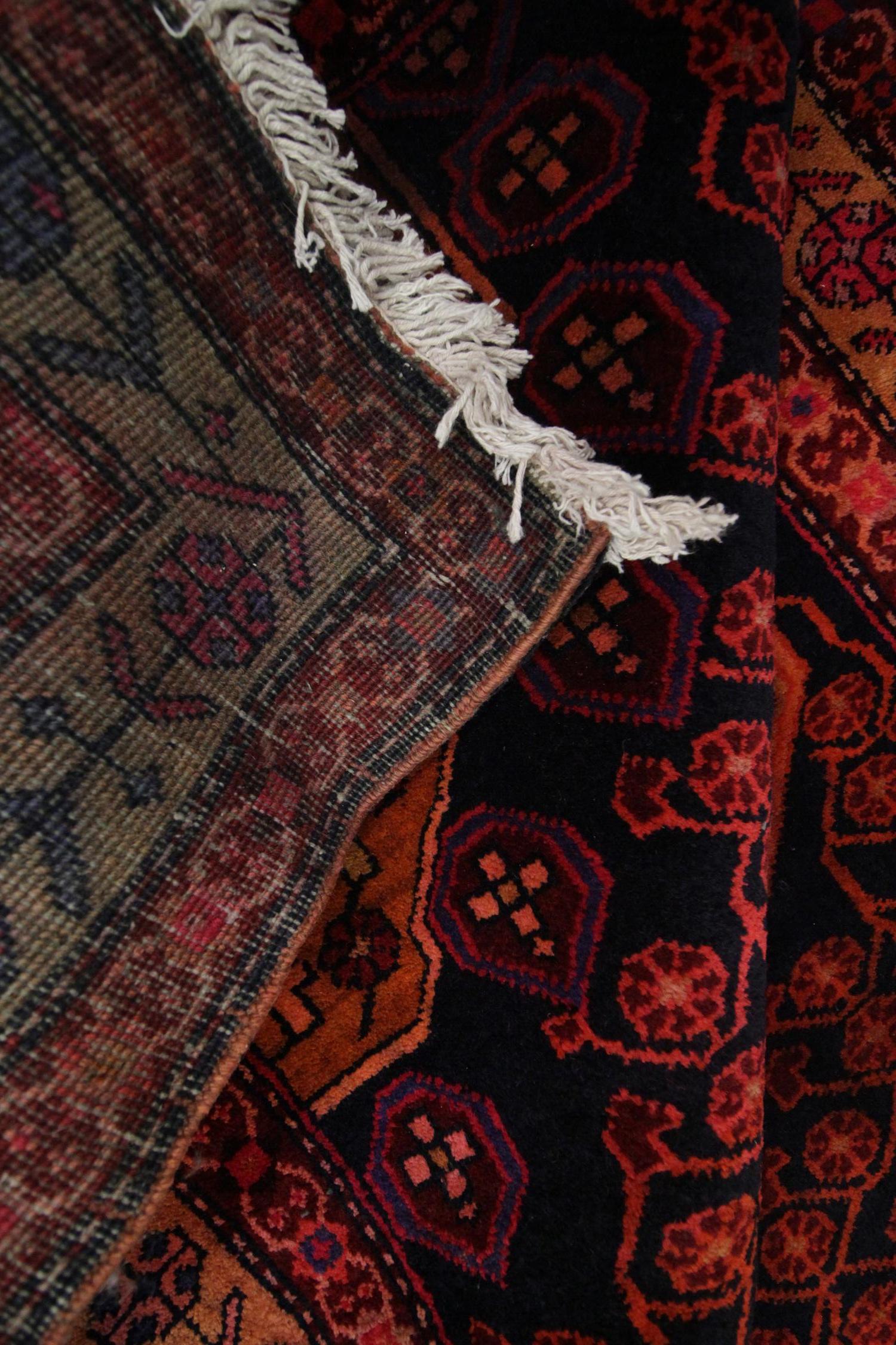 Organic Material Antique Rug, Handmade Carpet Oriental Caucasian Runner, Rustic Living Room Rug For Sale