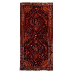 Antique Rug, Handmade Carpet Oriental Caucasian Runner, Rustic Living Room Rug