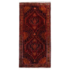 Antique Rug, Handmade Carpet Oriental Caucasian Runner, Rustic Living Room Rug