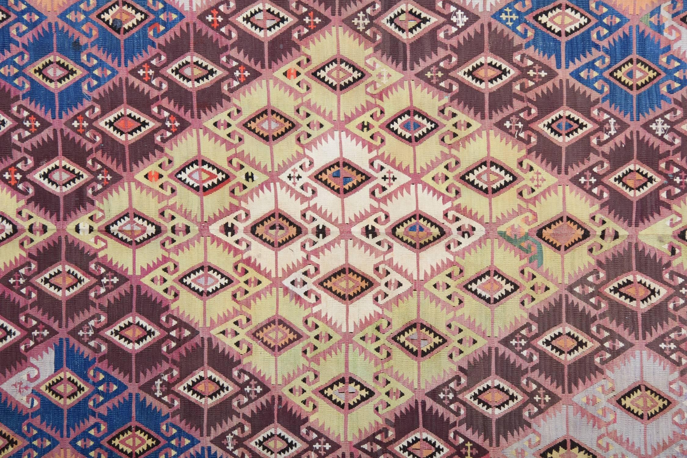 Hand-Knotted Antique Rug, Handmade Carpet Oriental Rug Turkish Kilim Runner For Sale