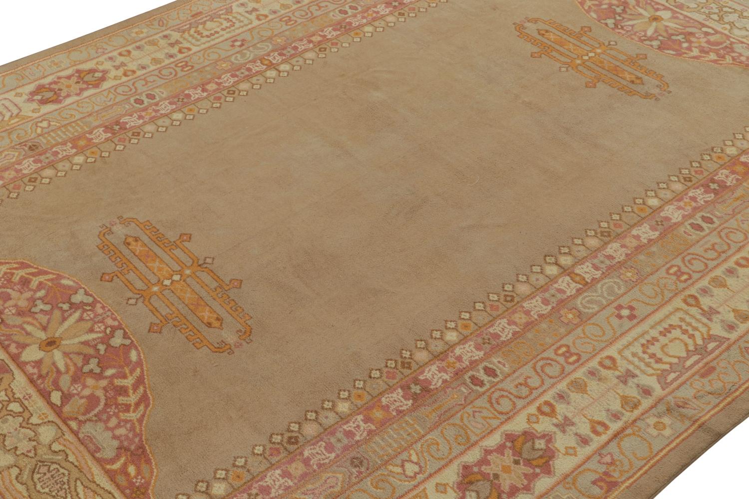 This antique 9x13 rug is a rare acquisition from the new unveilings in Rug & Kilim’s Antique & Vintage Collection. 

On the Design: 

Hand-knotted in wool circa 1910-1920, this rug looks to be inspired by Egyptian architectural sensibilities in