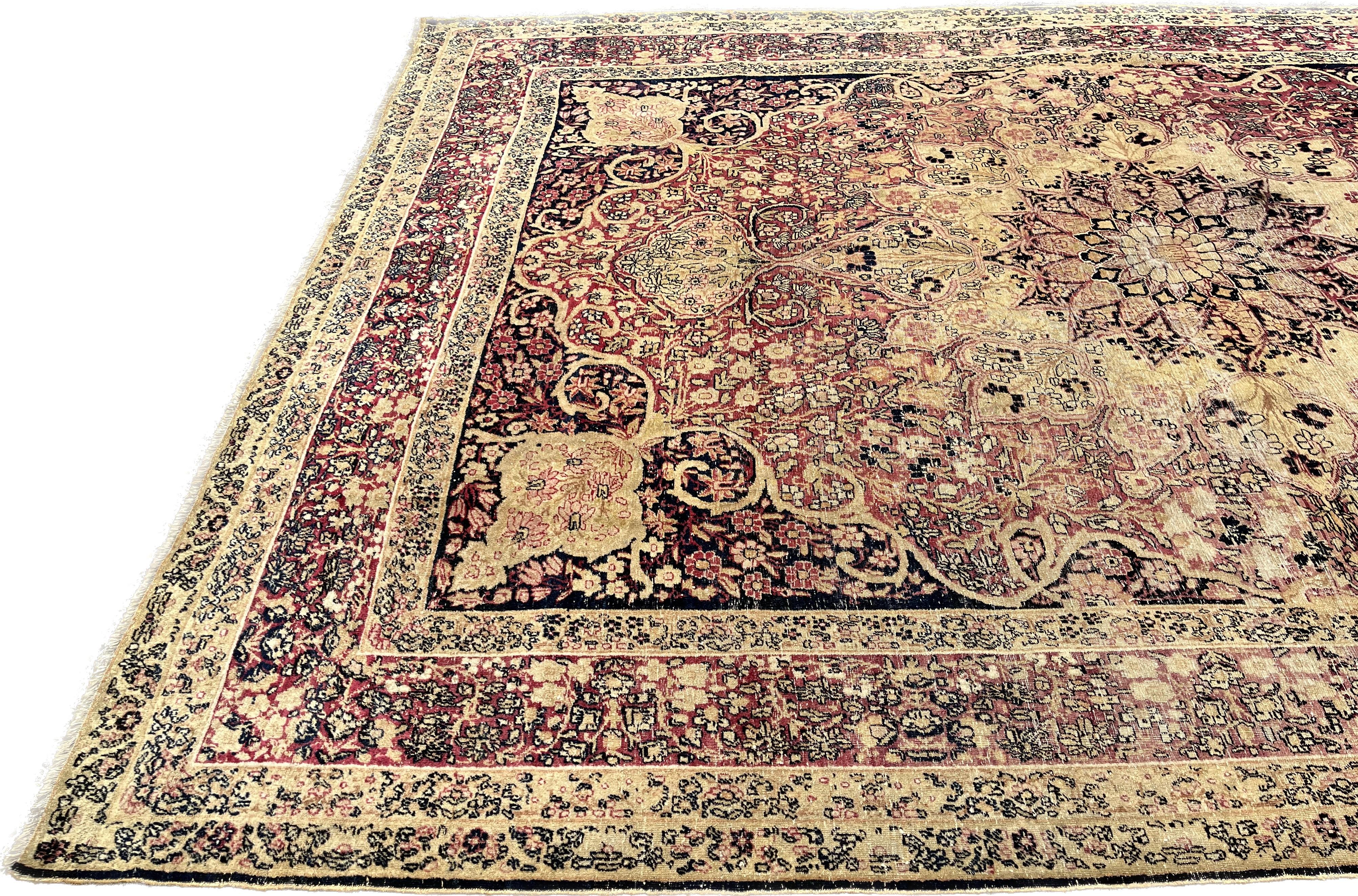 Persian Antique Rug  Kirman Raver. Late 19th For Sale