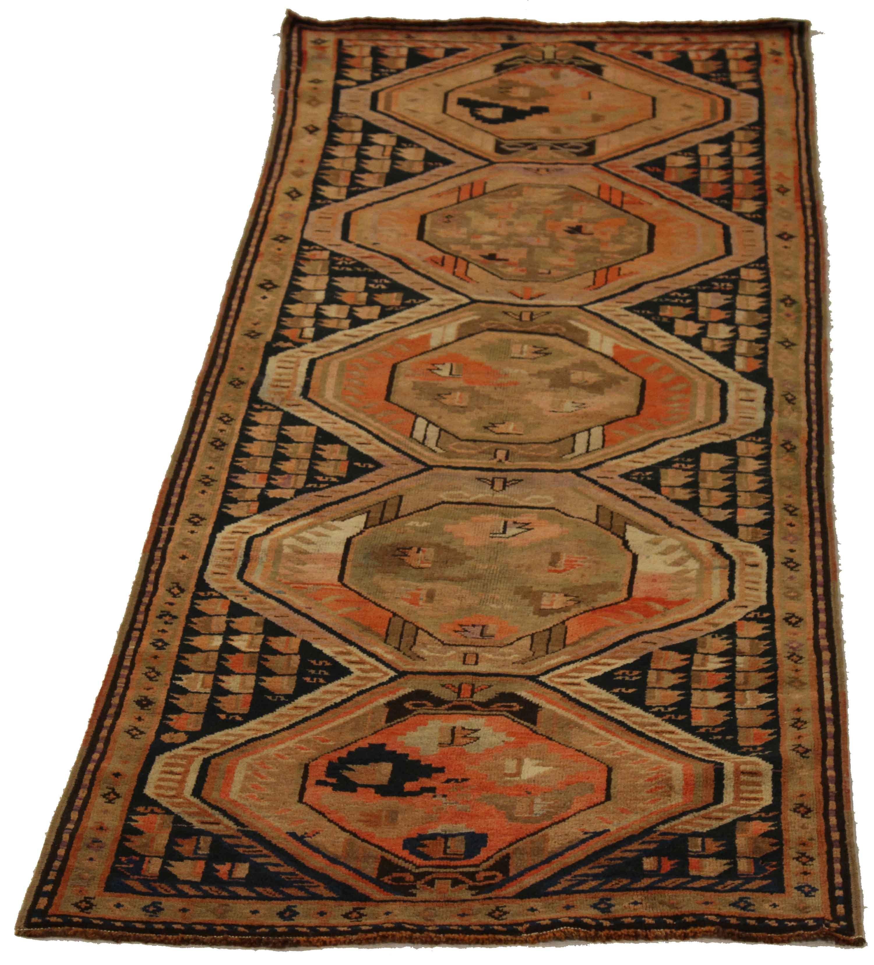 Hand-Knotted Antique Rug of Russian Origin in Karabakh Design with Unique Colors, circa 1910s For Sale