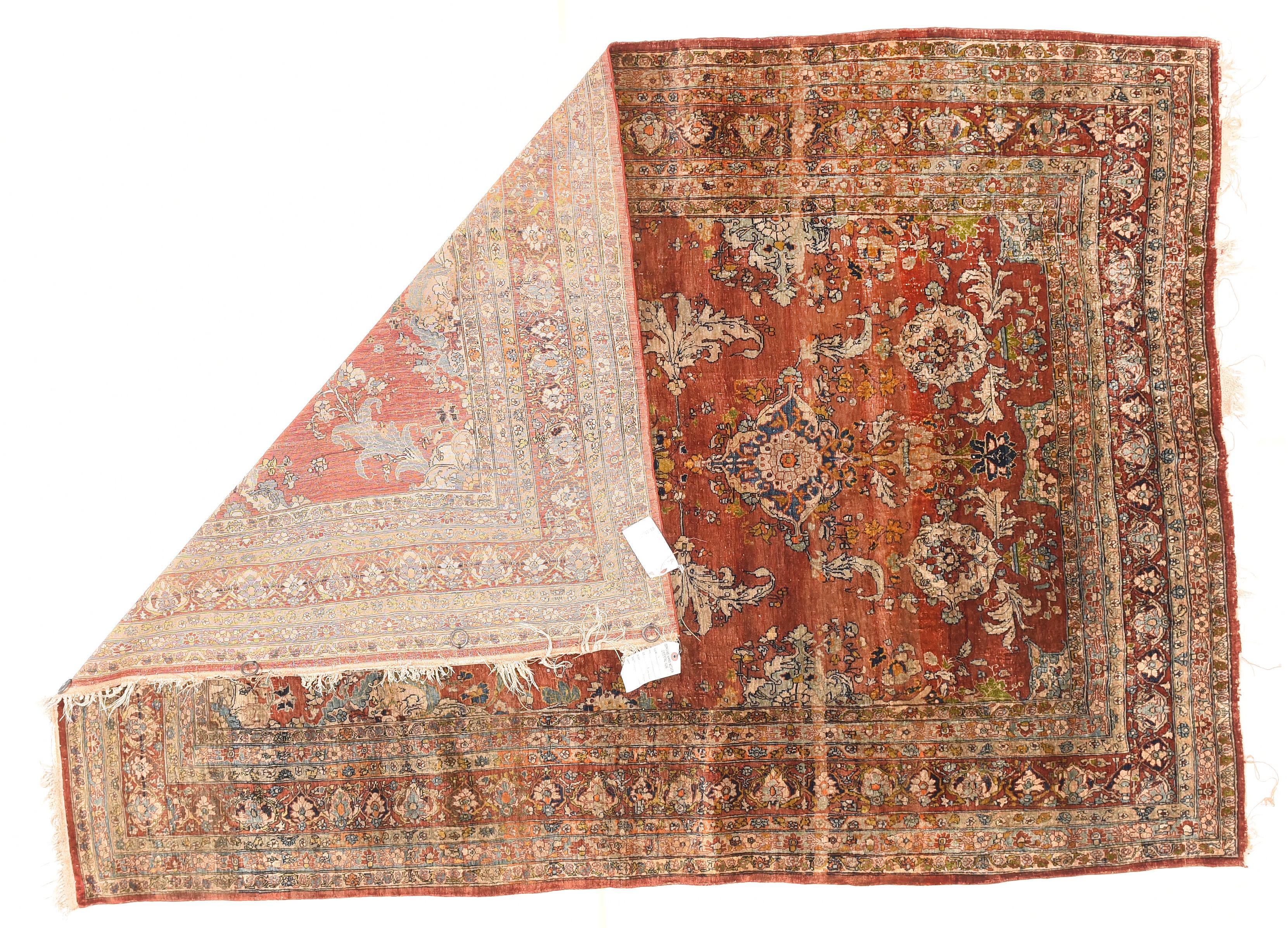 Extremly Fine Rare Persian Antique Silk on Silk Heriz , Circa 1880
This beautiful Heriz antique rug in excellent condition, rare silk on silk foundation one of kind

Heriz rugs are of coarse construction. The rugs range from 30 kpsi on the low end
