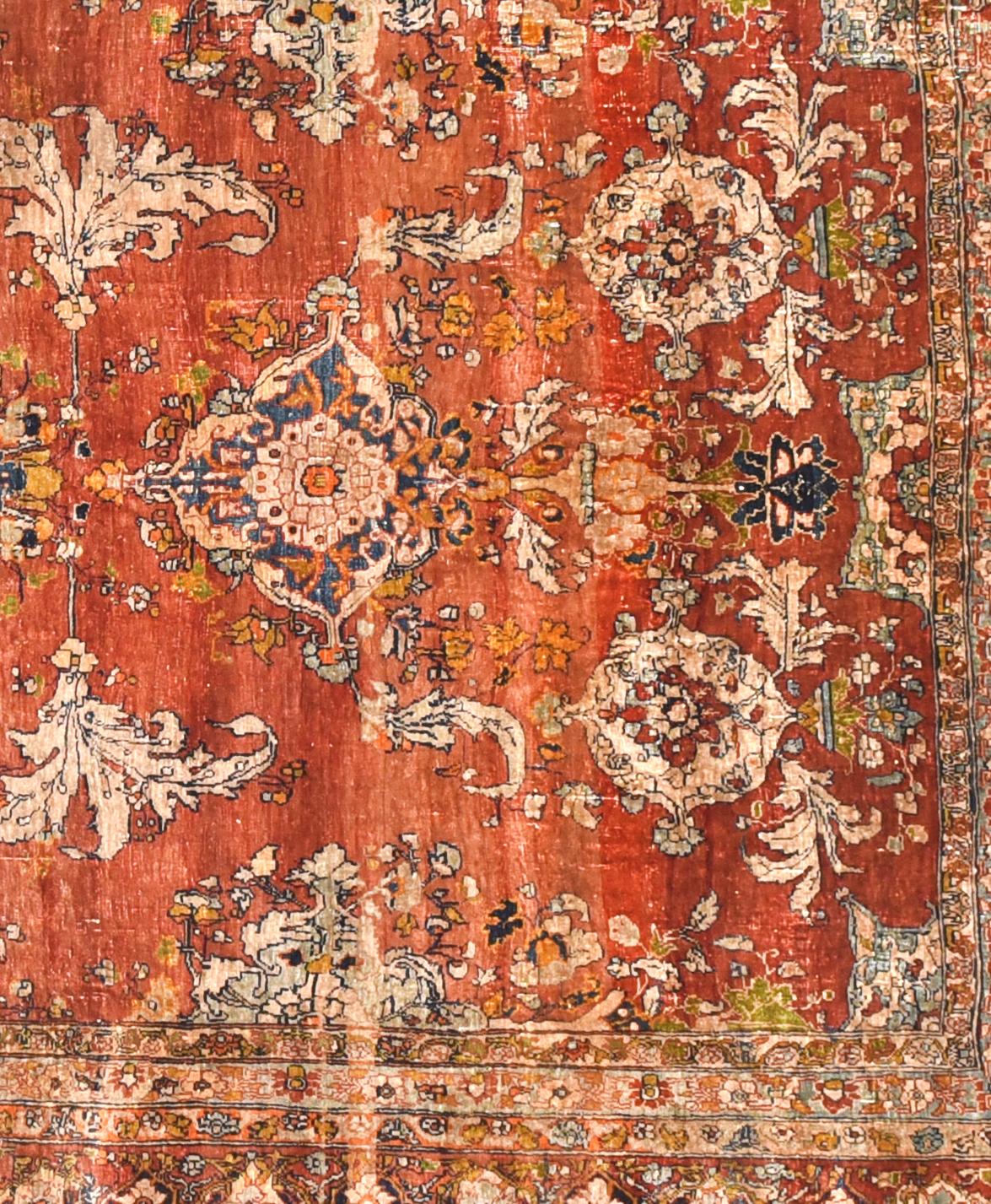 Heriz Serapi Antique Rug, Perisan Heriz, Silk On Silk,  circa 1880