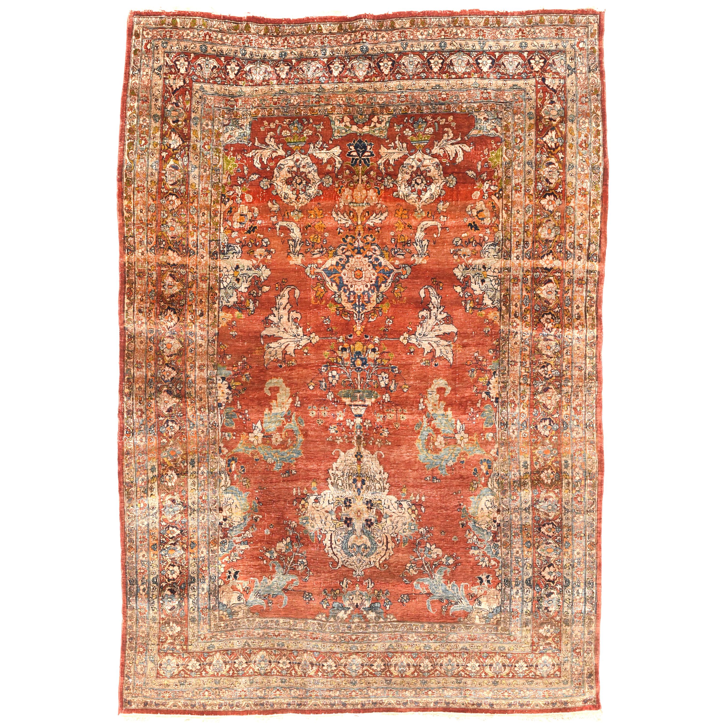 Antique Rug, Perisan Heriz, Silk On Silk,  circa 1880