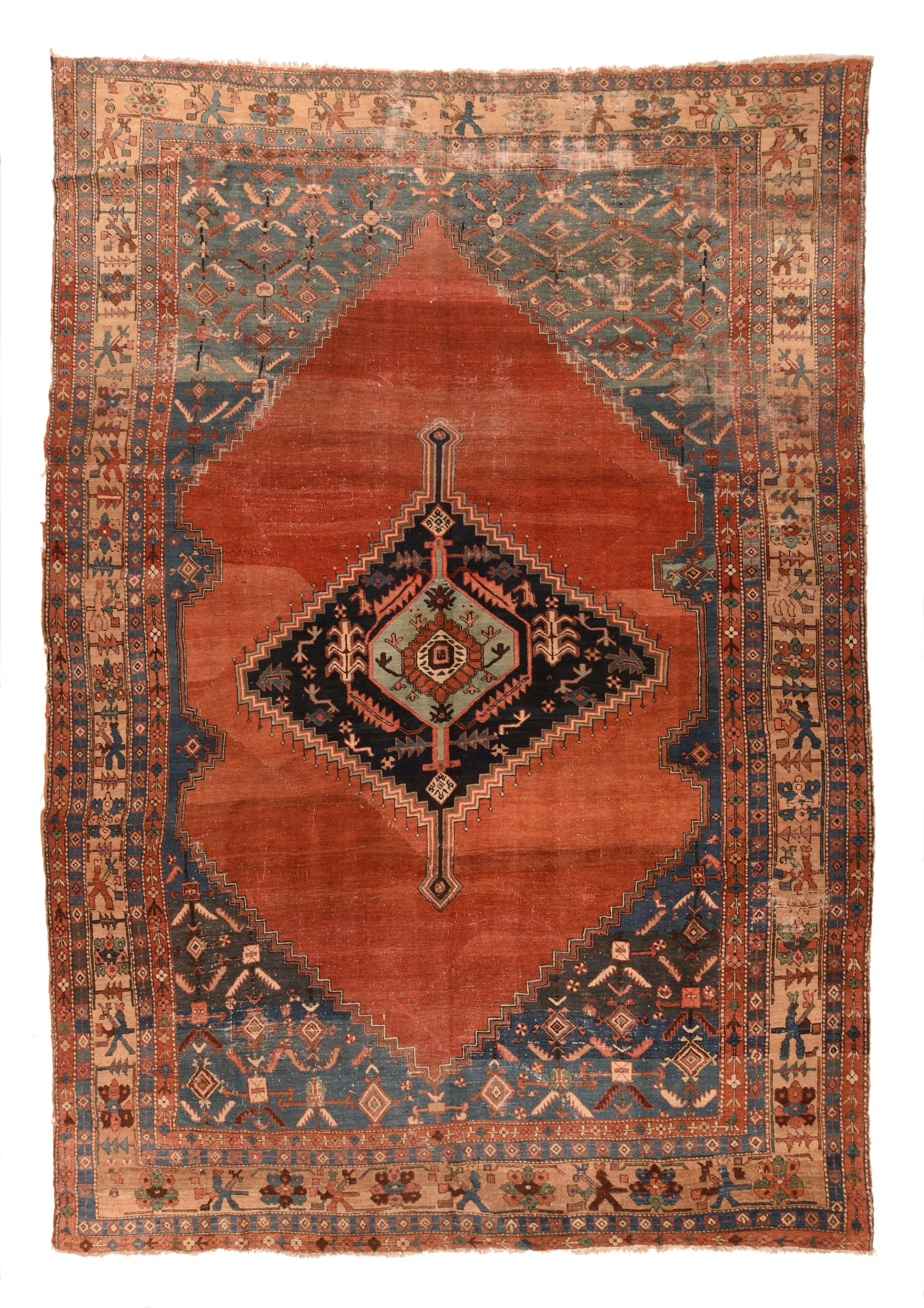 Hand-Knotted Antique Rug Persian Bakshayesh Hand Knotted, circa 1890 For Sale