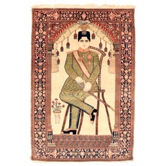 Tapis antique Persan Mohtasham Kashan Pictural noué à la main Circa 1910