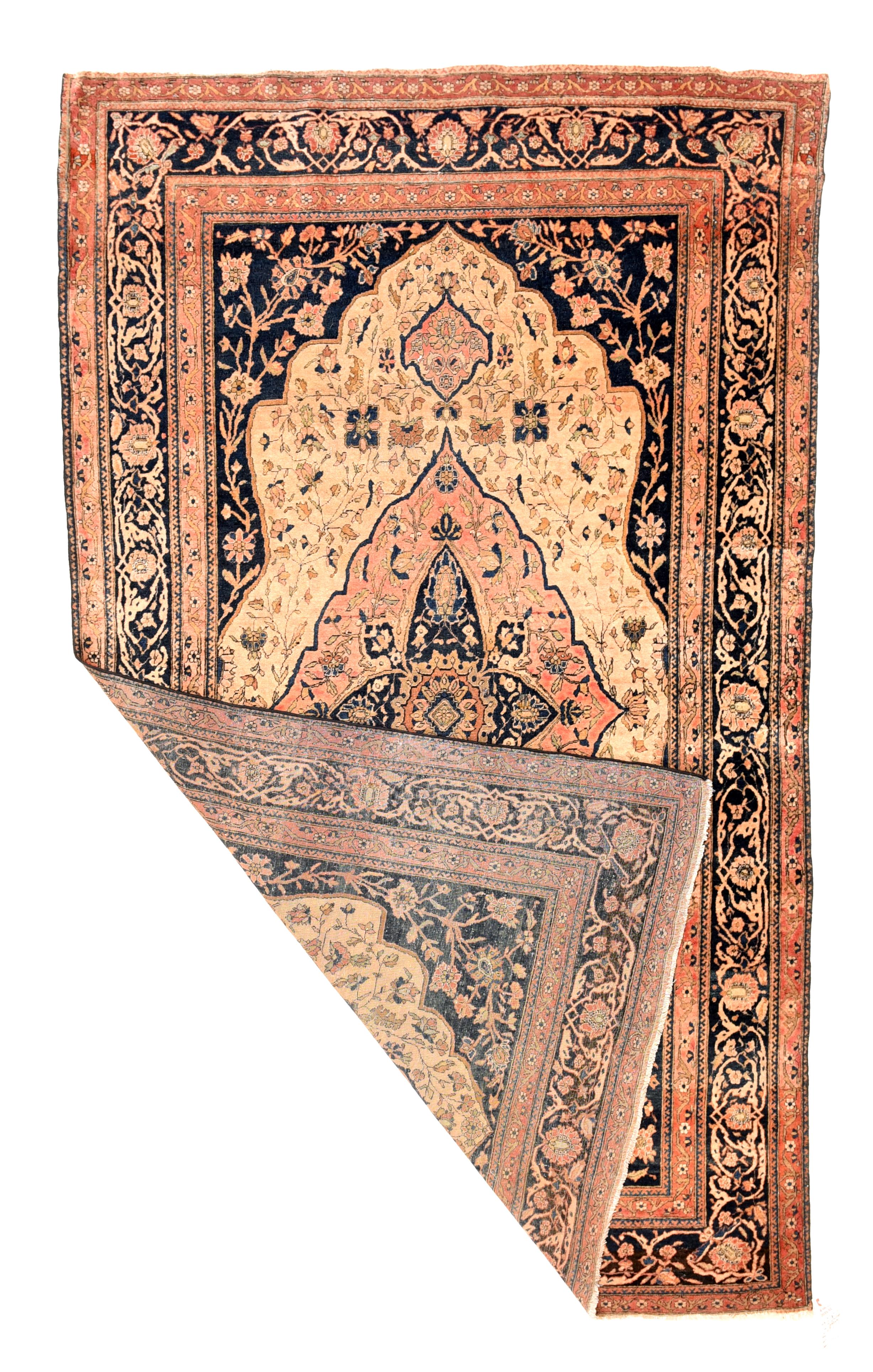 Hand-Knotted Antique Rug, Persian Mohtasham Kashan, circa 1890