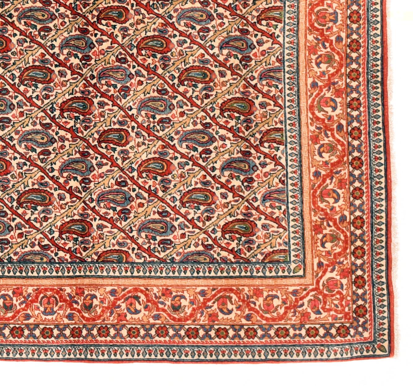 Hand-Knotted Vintage Persian Qum Area Rug For Sale
