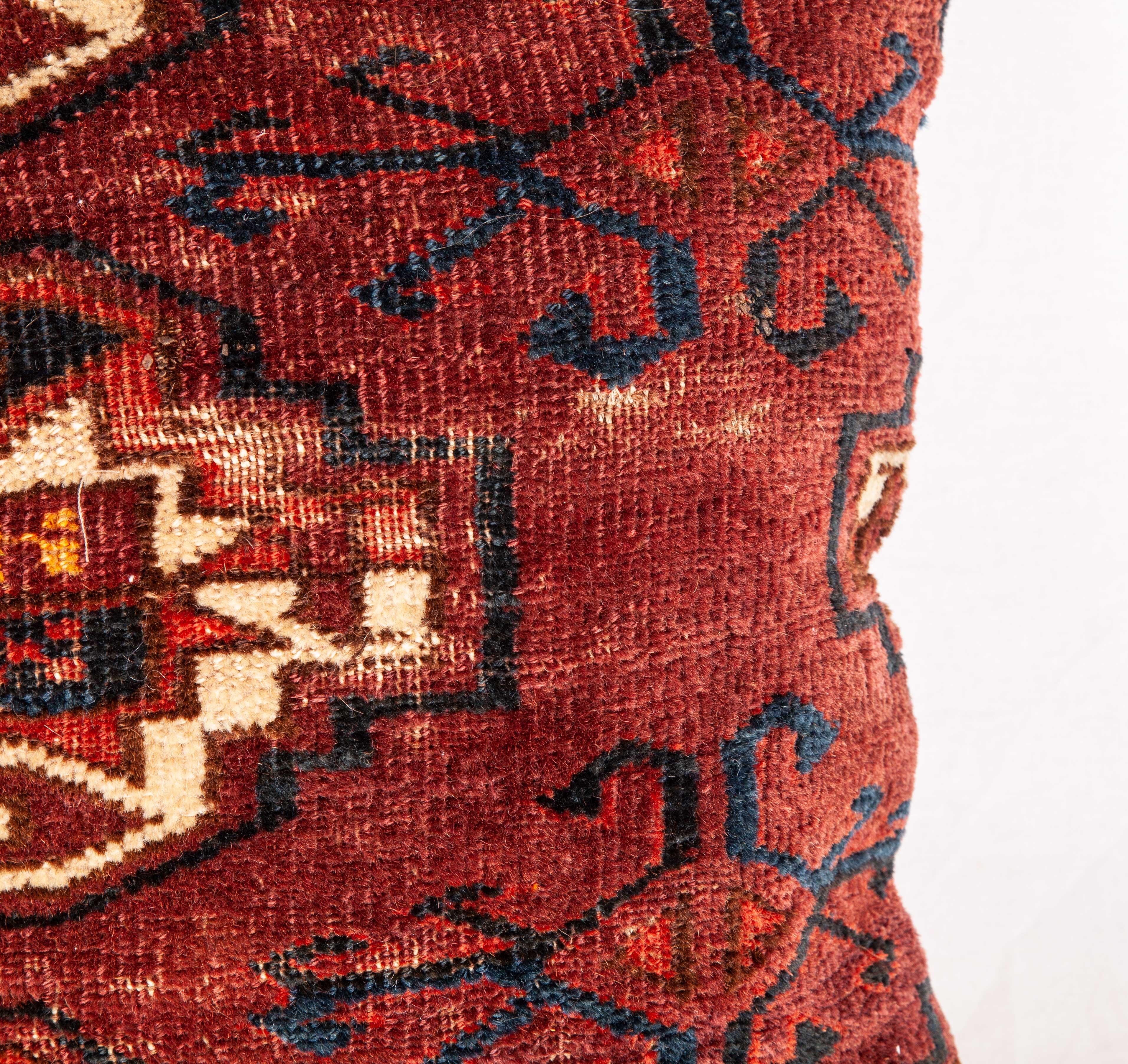 Tribal Antique Rug Pillow Case Fashioned from a Turkmen Yomud Chuval/Bag, 19th Century For Sale