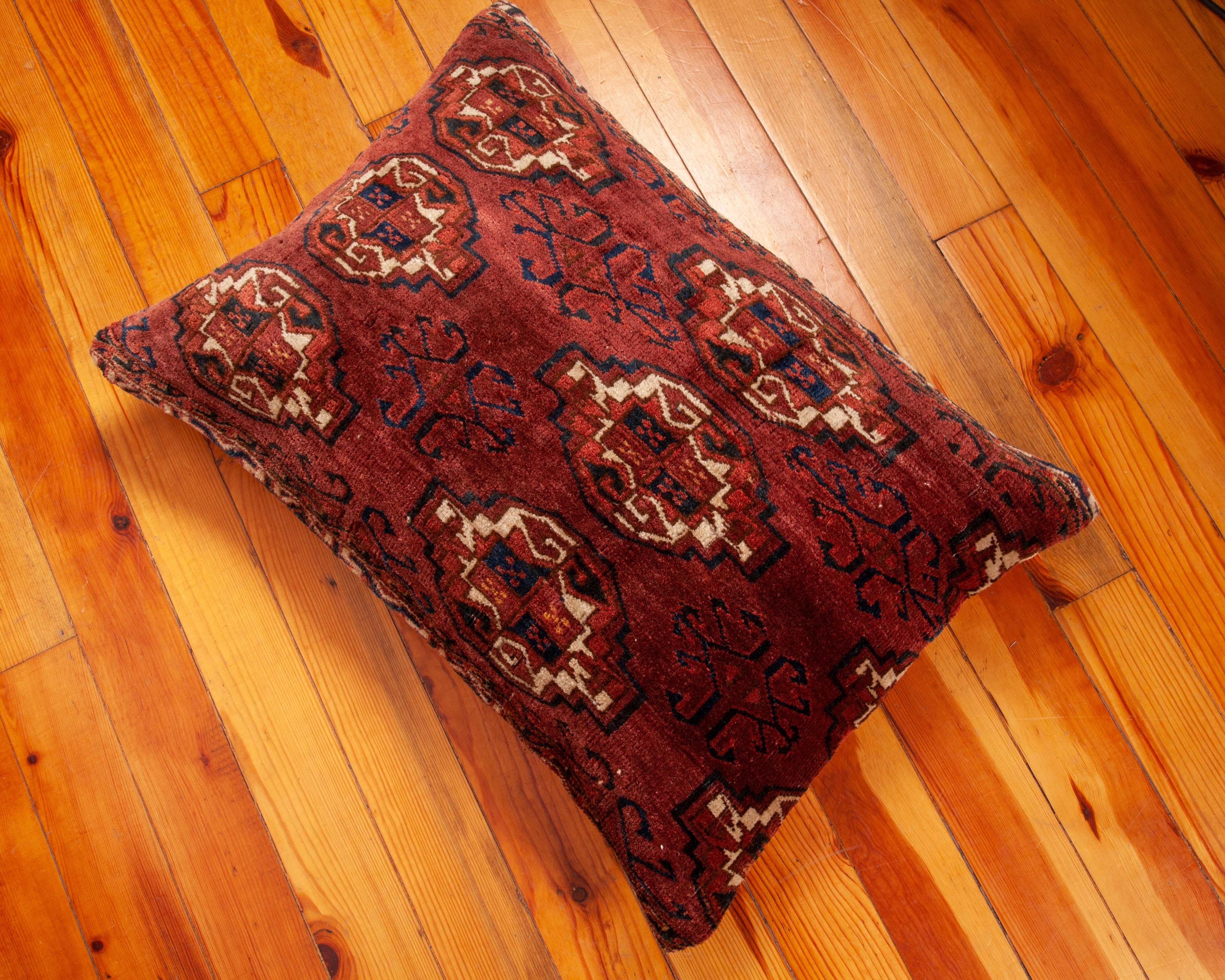 Antique Rug Pillow Case Fashioned from a Turkmen Yomud Chuval or Bag In Good Condition In Istanbul, TR