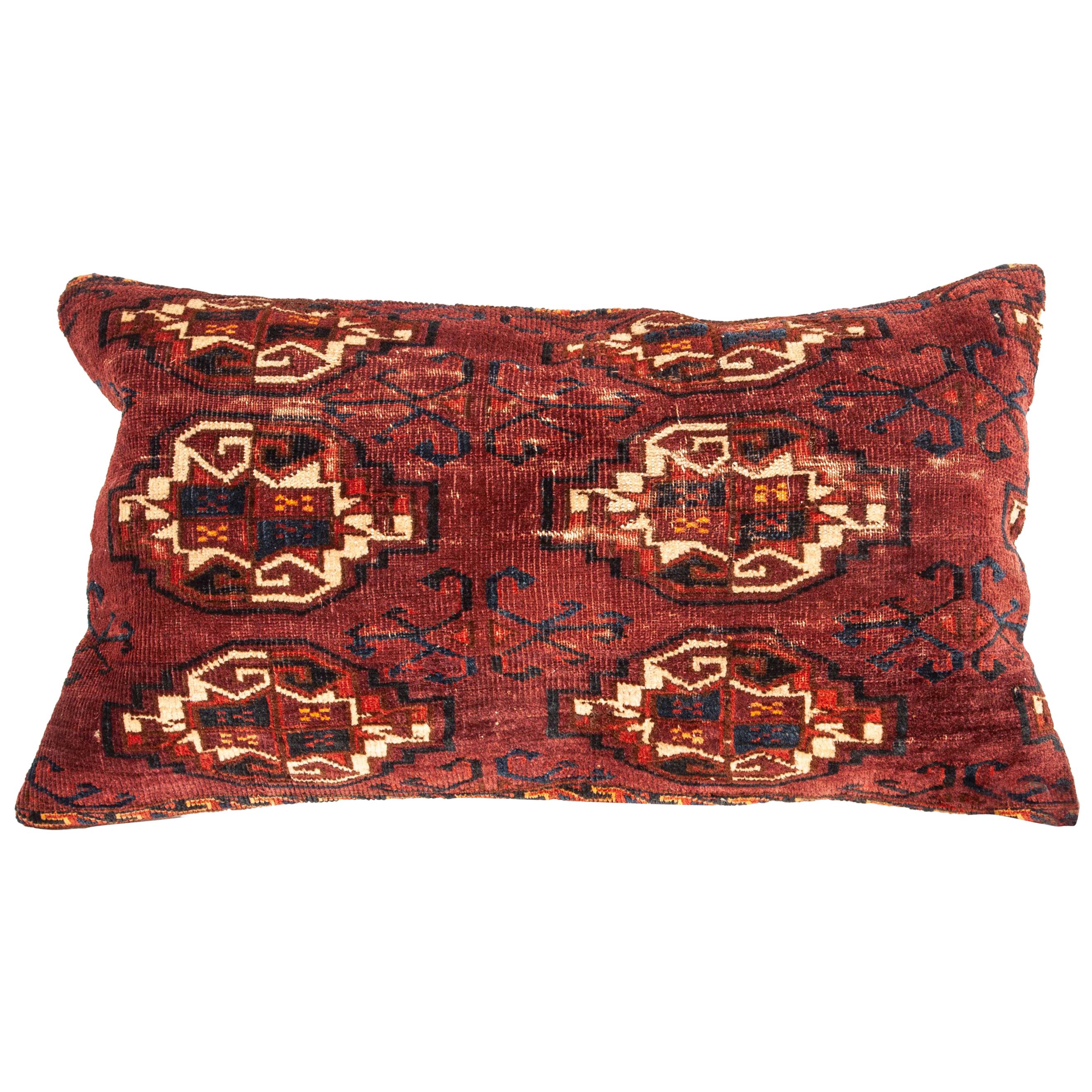 Antique Rug Pillow Case Fashioned from a Turkmen Yomud Chuval/Bag, 19th Century