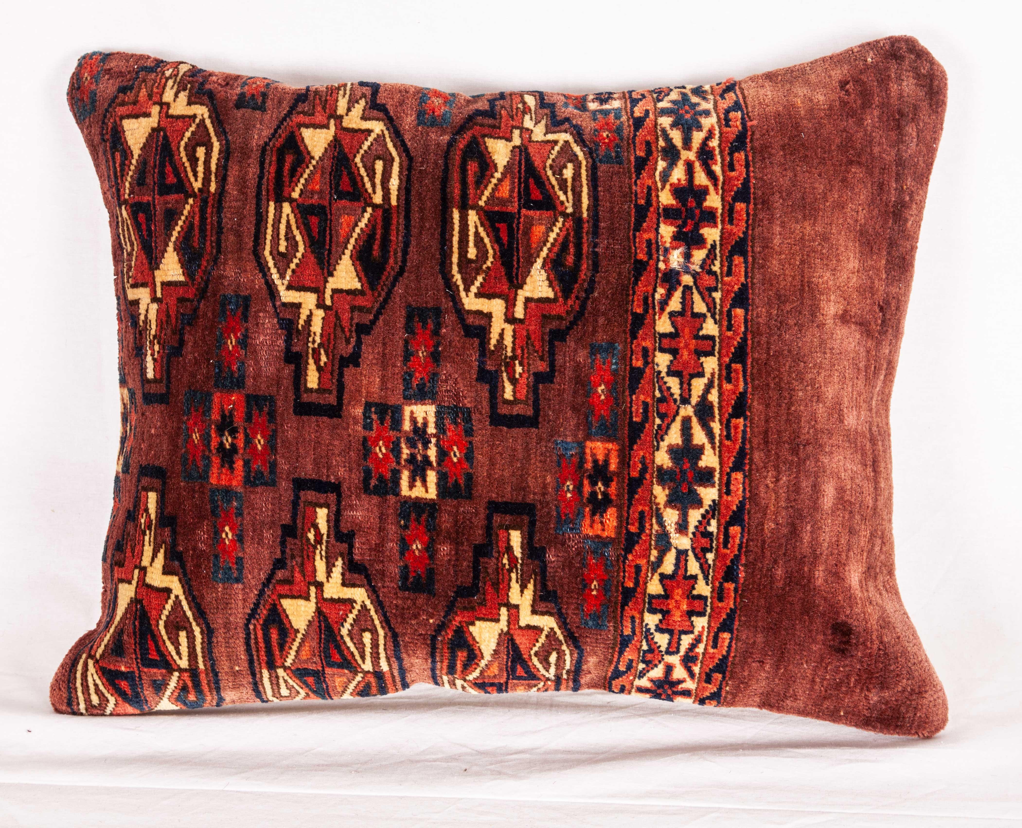 Tribal Antique Rug Pillow Case Fashioned from a Turkmen Yomud Chuval/ Bag, 19th Century For Sale