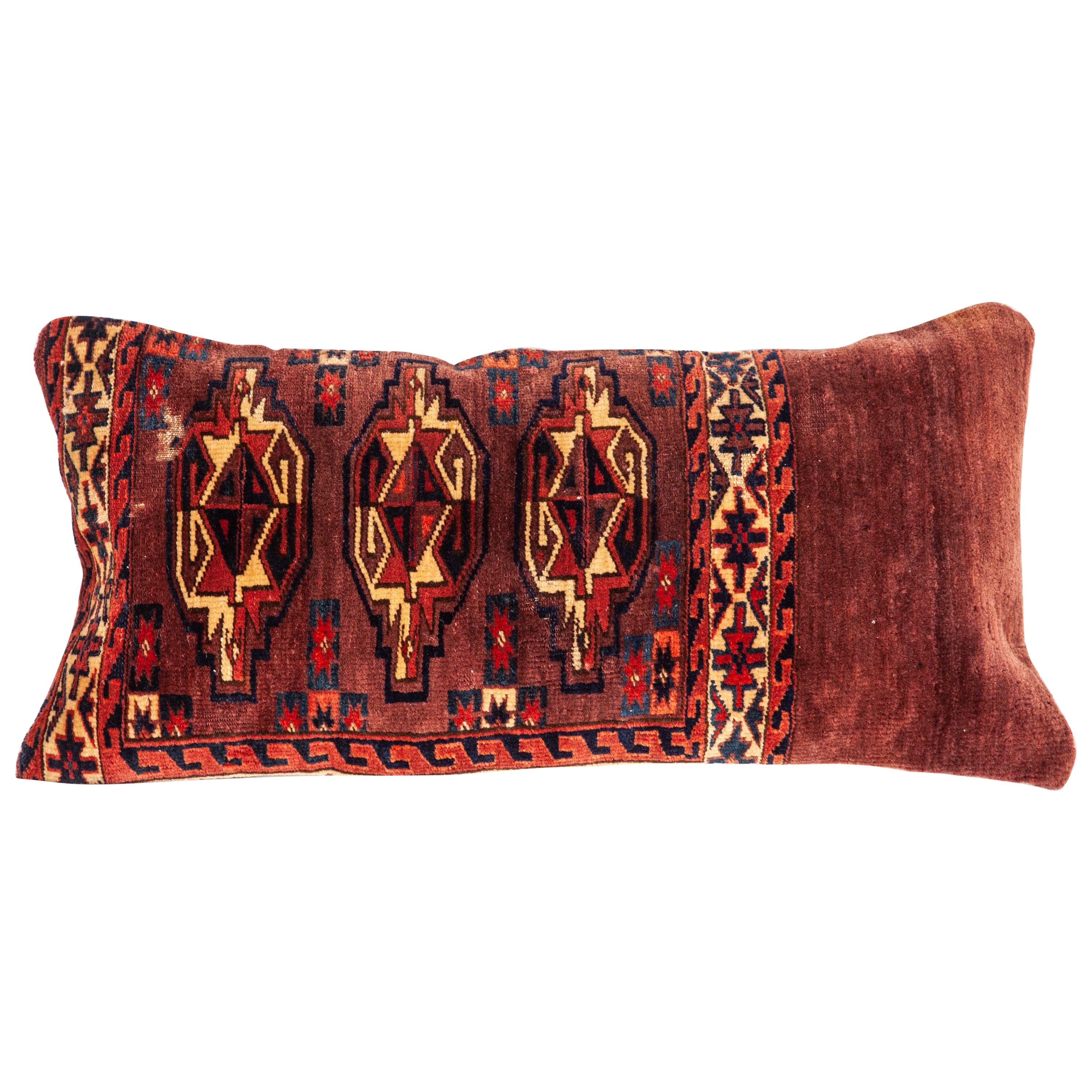 Antique Rug Pillow Case Fashioned from a Turkmen Yomud Chuval/Bag, 19th Century For Sale