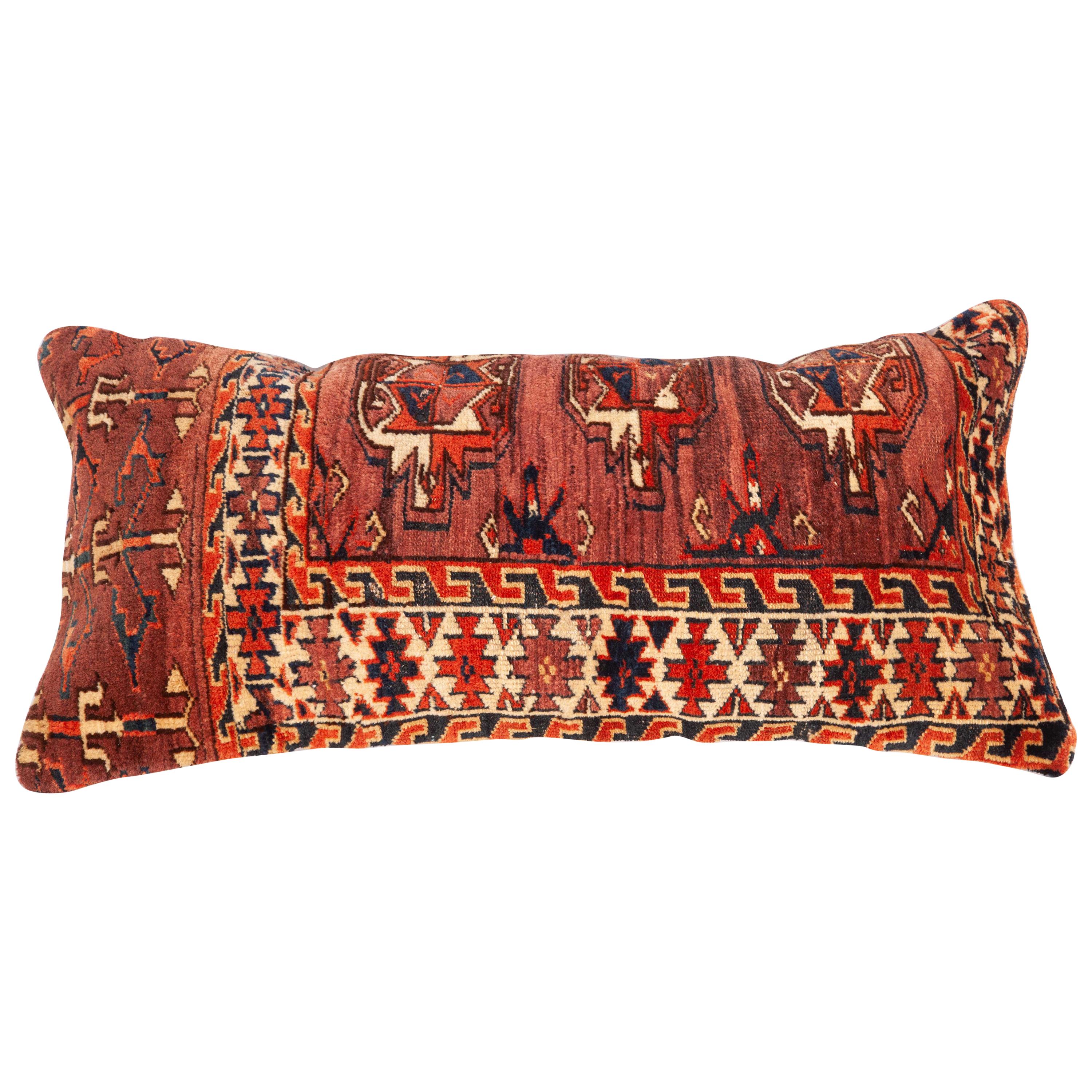 Antique Rug Pillow Case Fashioned from a Turkmen Yomud Chuval/Bag, 19th Century For Sale