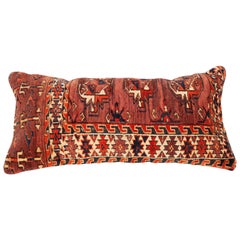 Boîtier d'oreiller de tapis ancien façonné à partir d'un sac de chuval turkmène Yomud, 19ème siècle