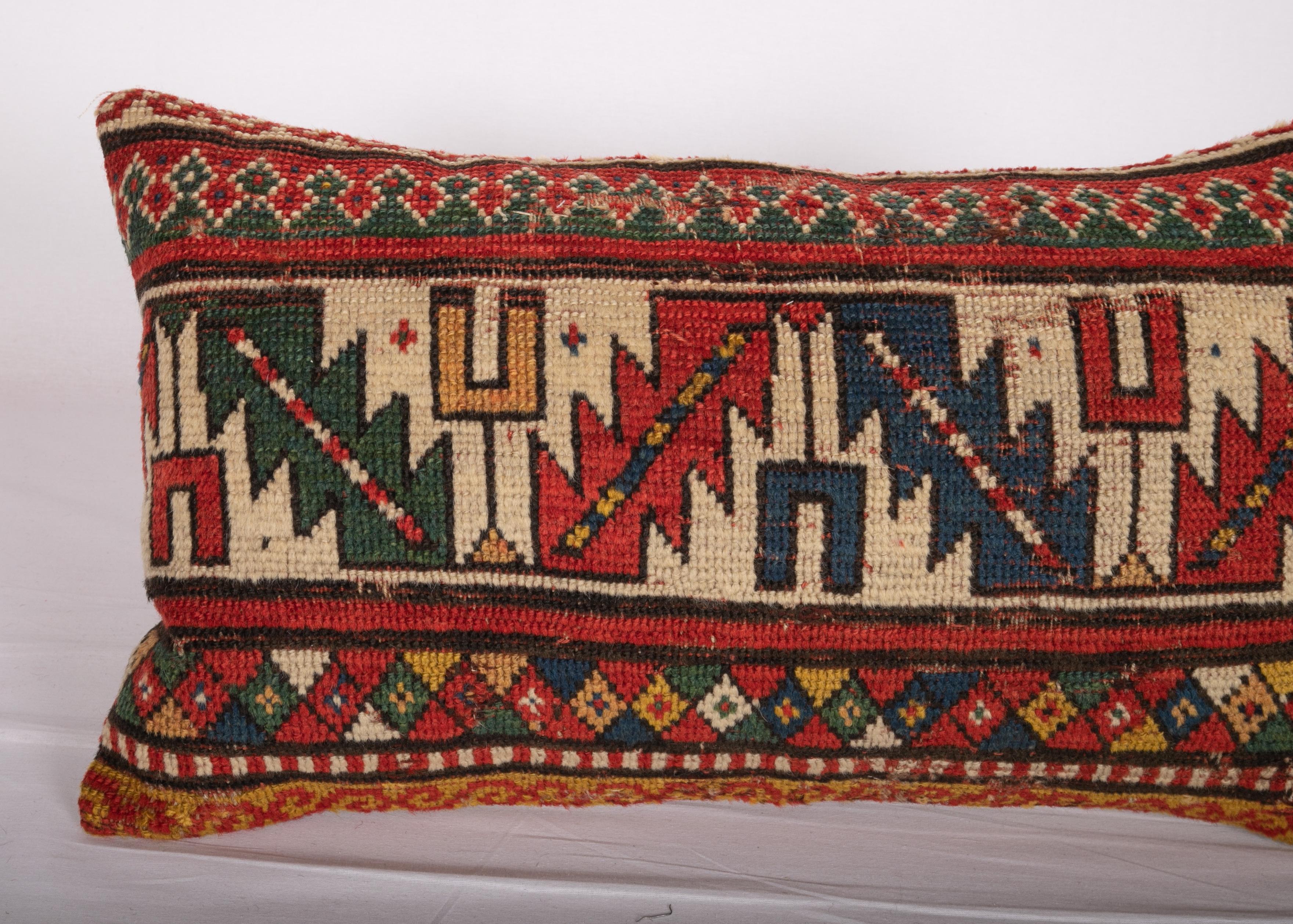 Tribal Antique Rug Pillow Case Made from a 19th Century Caucasian Rug