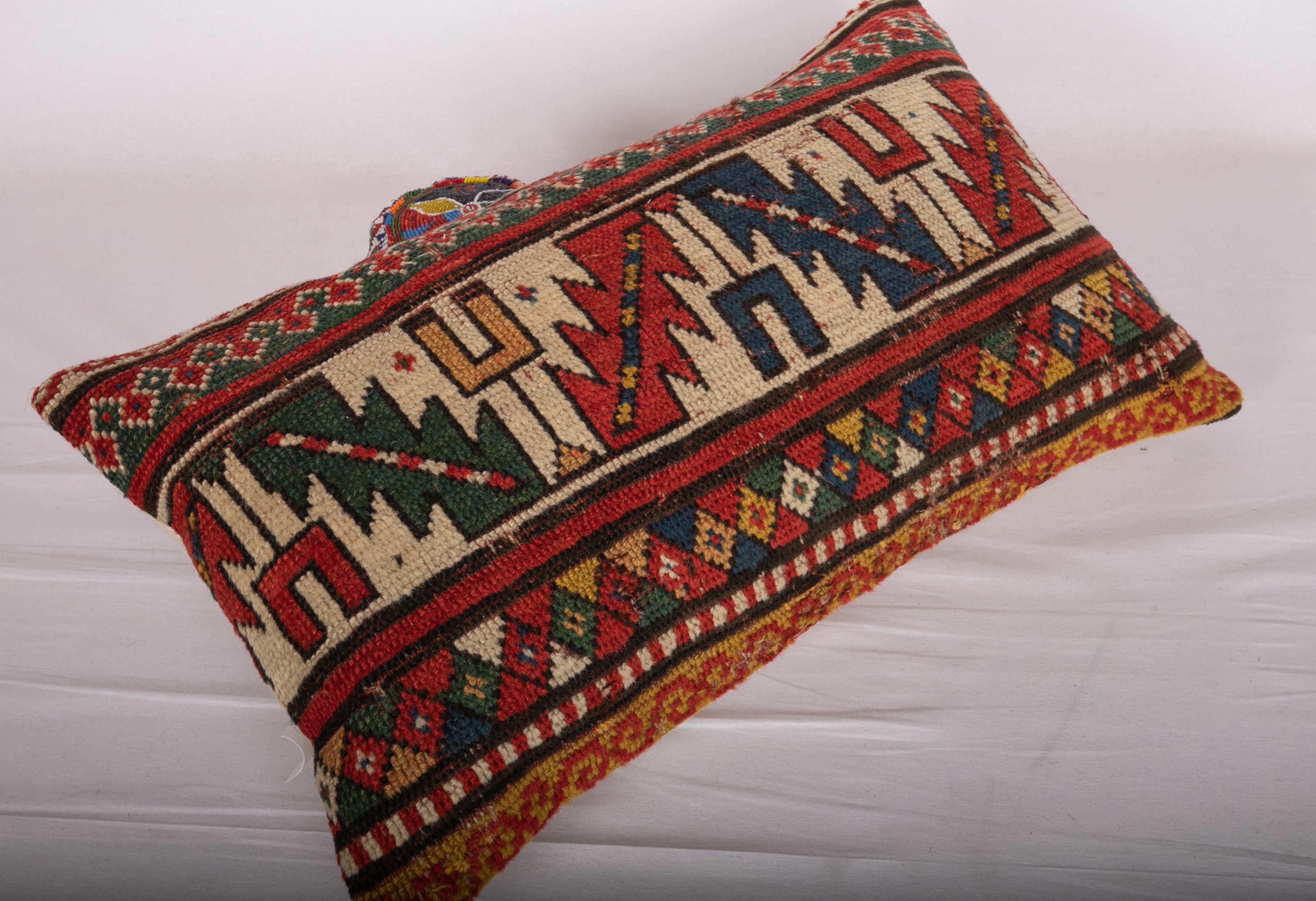 Hand-Woven Antique Rug Pillow Case Made from a 19th Century Caucasian Rug