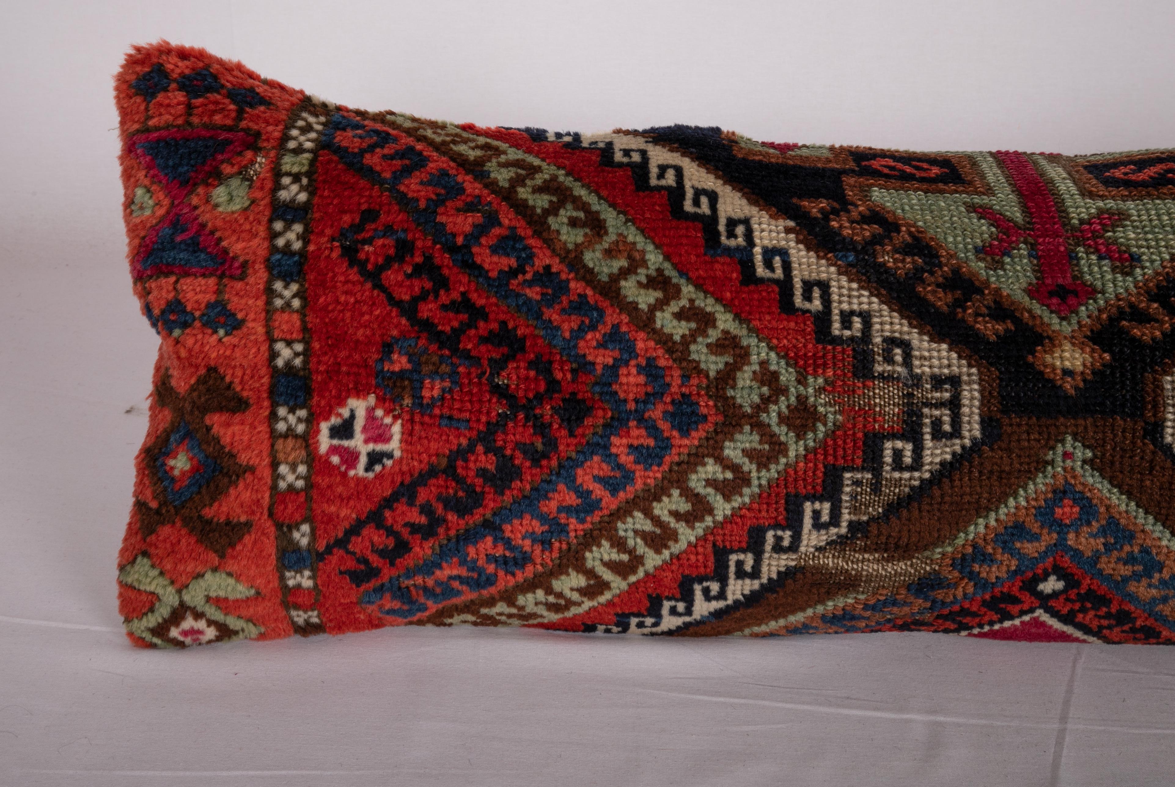 Hand-Woven Antique Rug Pillow Case Made from an East Anatolian Rug Fragment, 19th Century For Sale