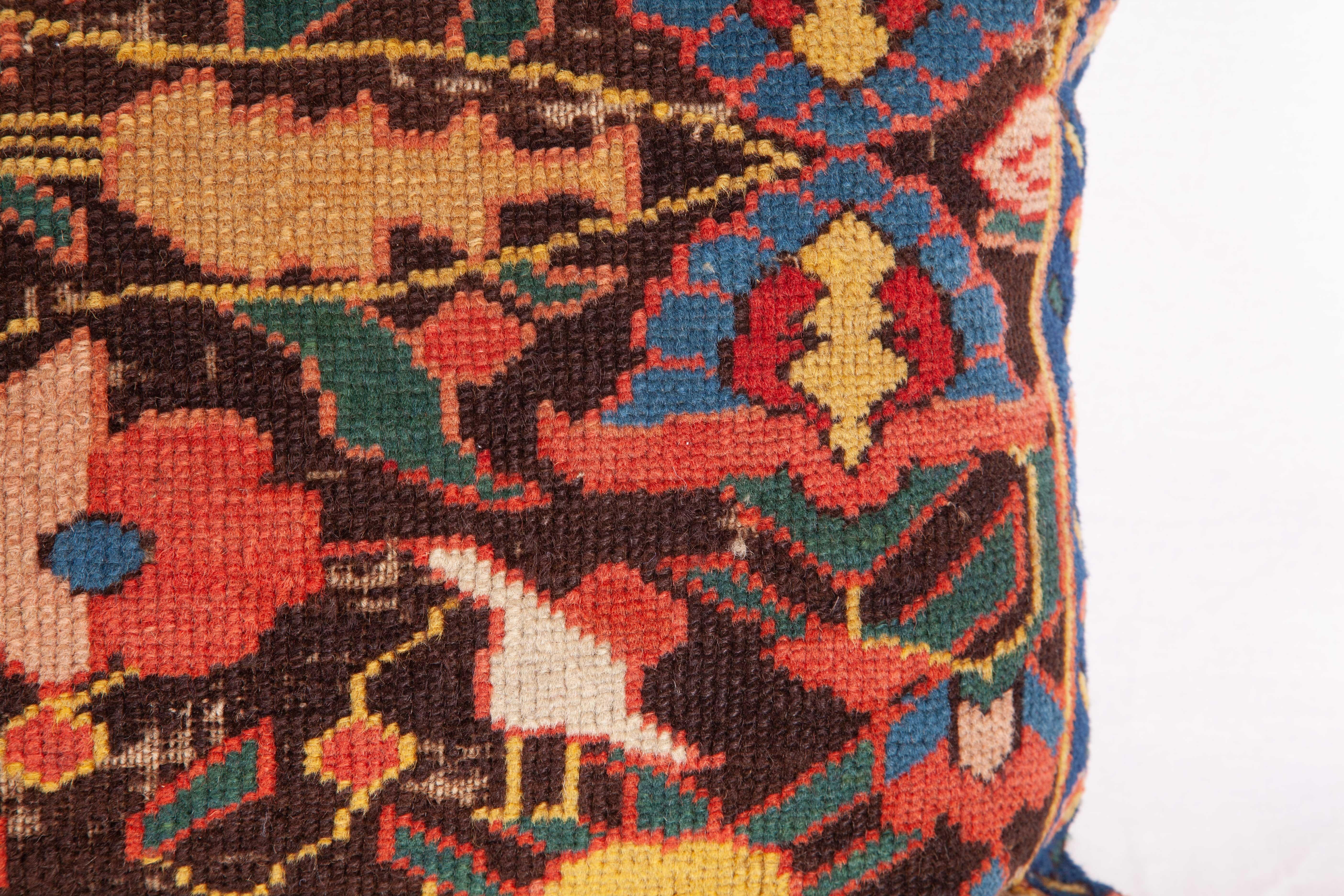 Wool Antique Rug Pillow Cases Fashioned from a 19th Century, Caucasian Kuba Rug