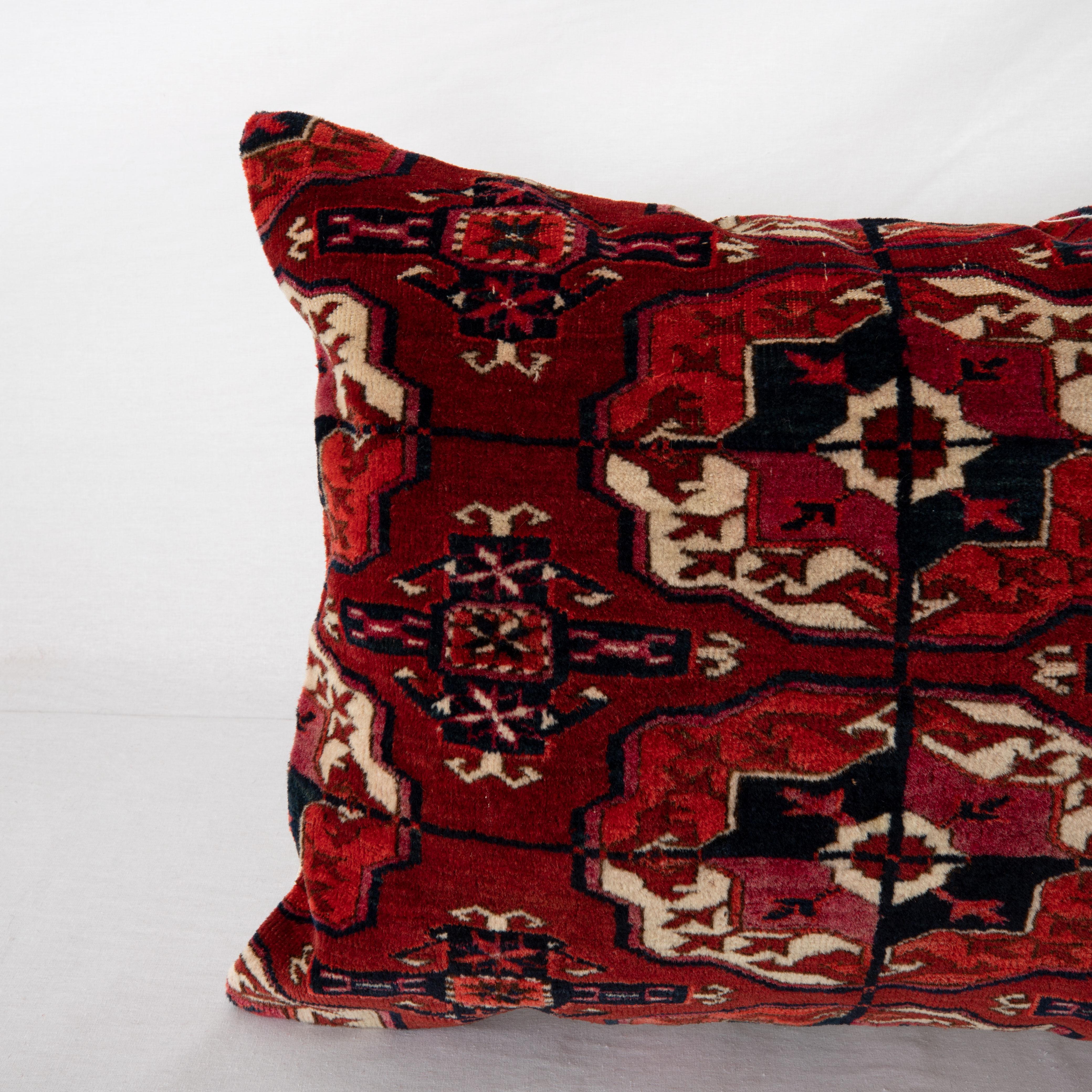 Tribal Antique Rug Pillowcase Made from a Late 19th C. Turkmen Tekke Tribe Rug Fragment
