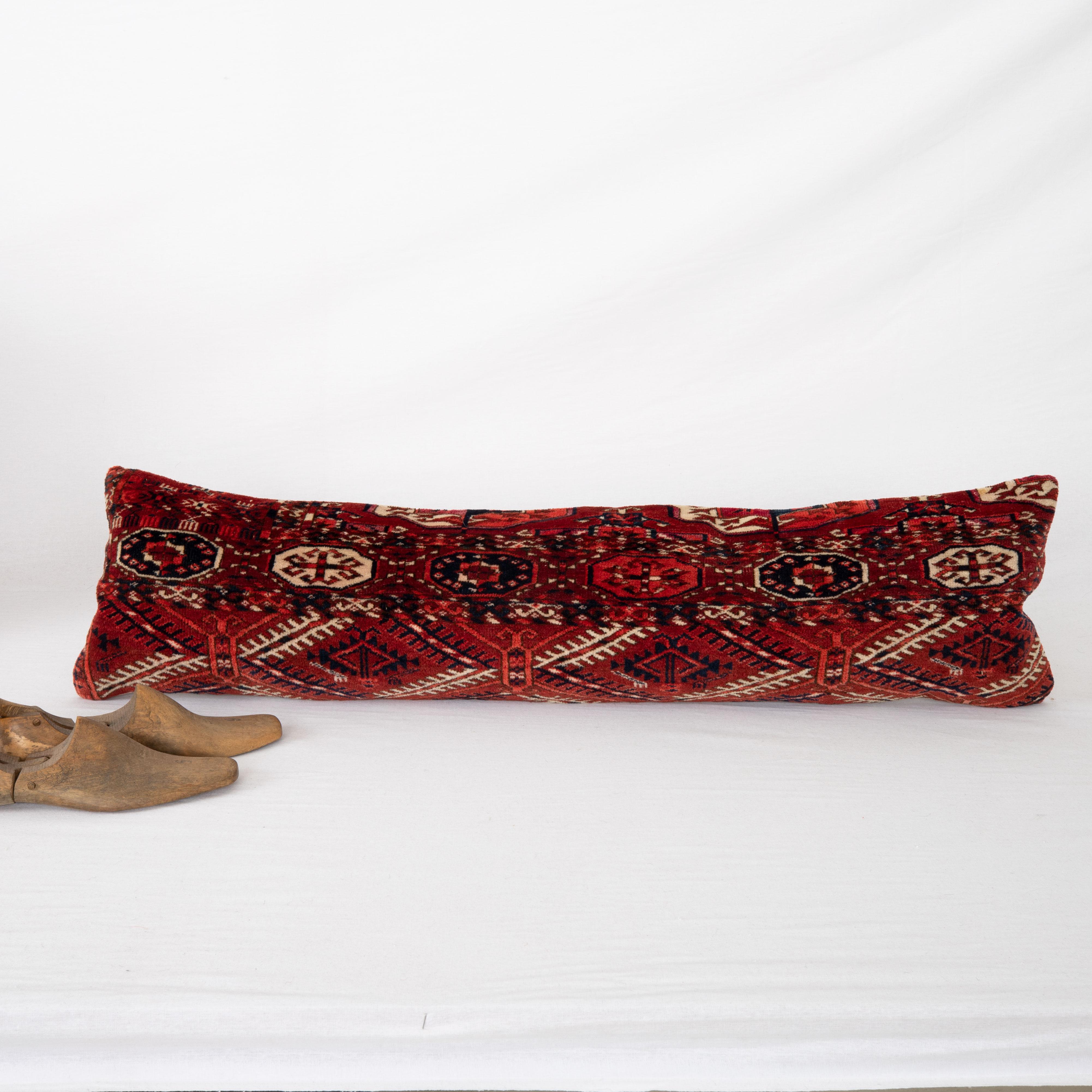 Tribal Antique Rug Pillowcase Made from a Late 19th C. Turkmen Tekke Tribe Rug Fragment For Sale