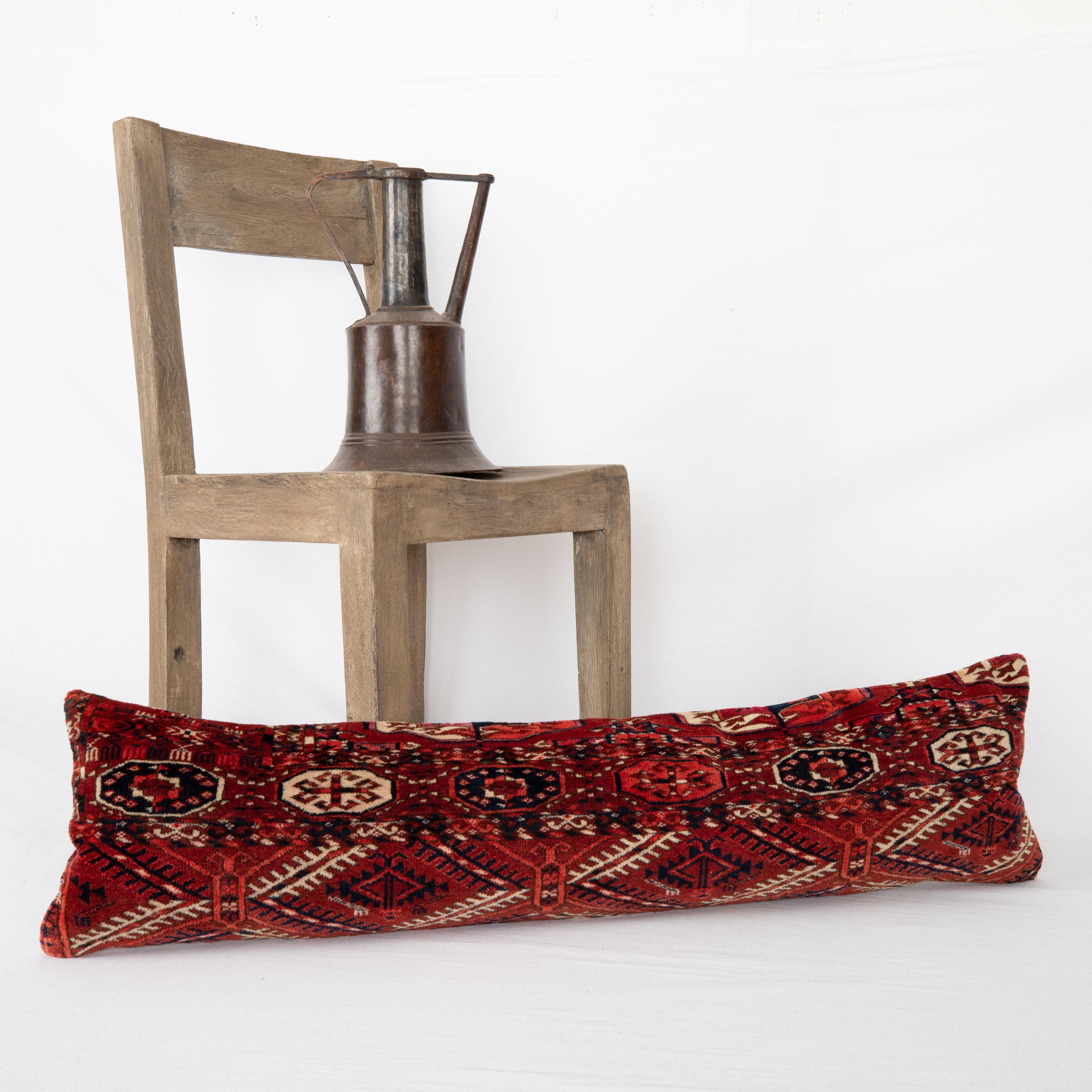 Wool Antique Rug Pillowcase Made from a Late 19th C. Turkmen Tekke Tribe Rug Fragment For Sale