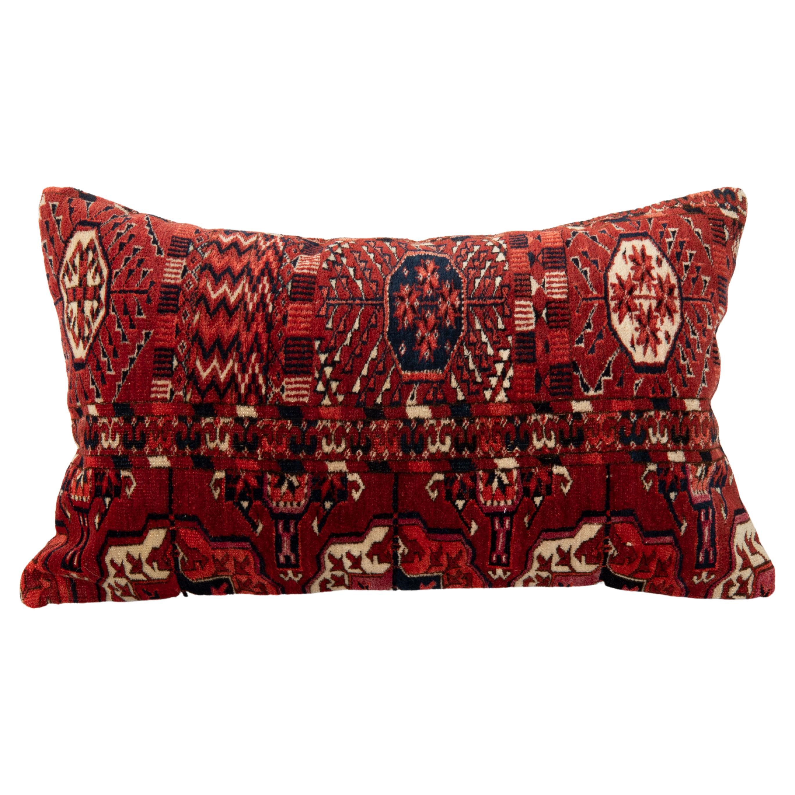 Antique Rug Pillowcase Made from a Late 19th C. Turkmen Tekke Tribe Rug Fragment For Sale