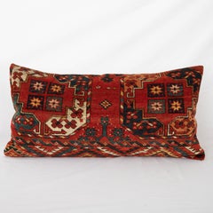 Antique Rug Pillowcase Made from Mid-19th C. Turkmen Ersari Rug Fragment