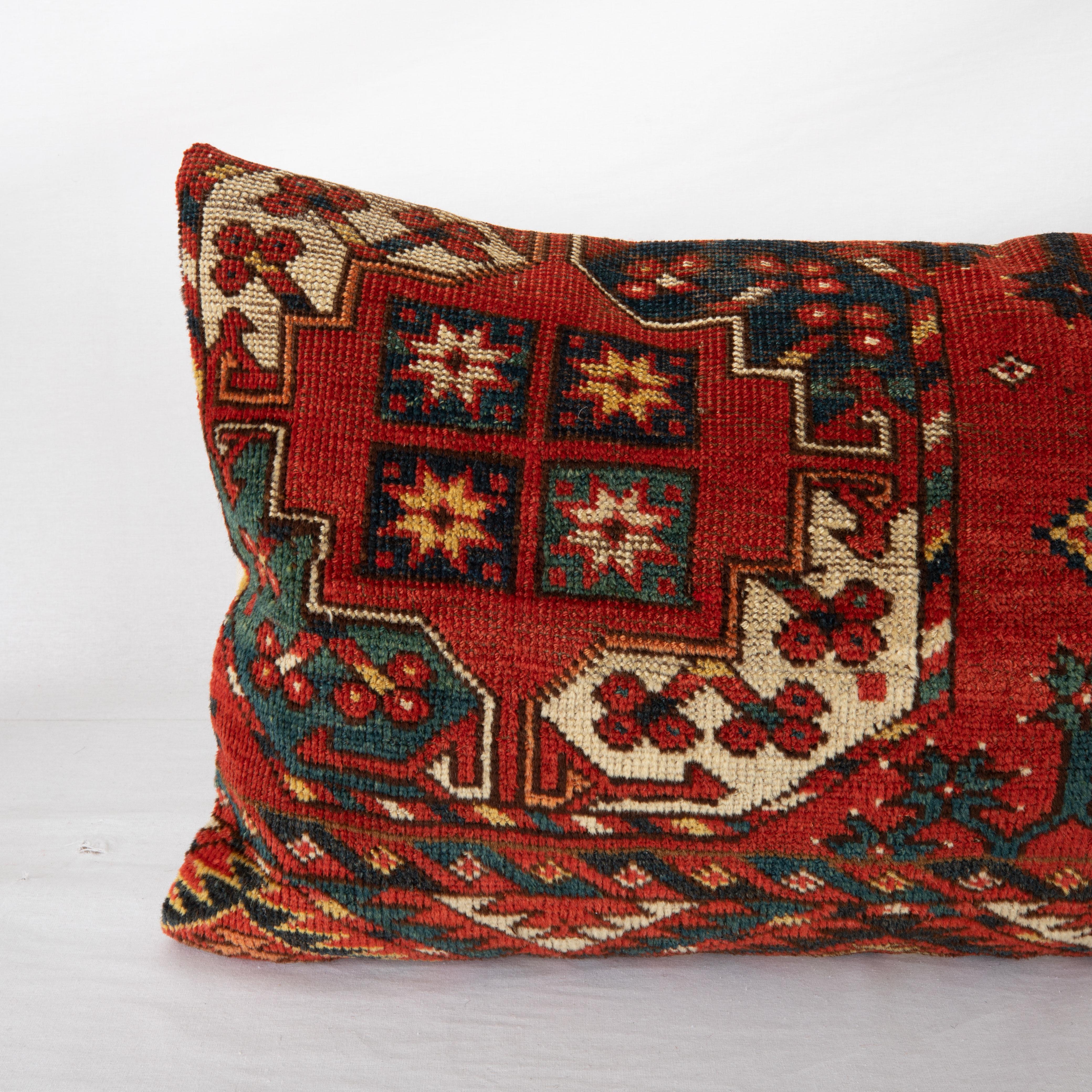 Tribal Antique Rug Pillowcase Made from Mid-19th C. Turkmen Ersari Rug Fragment For Sale