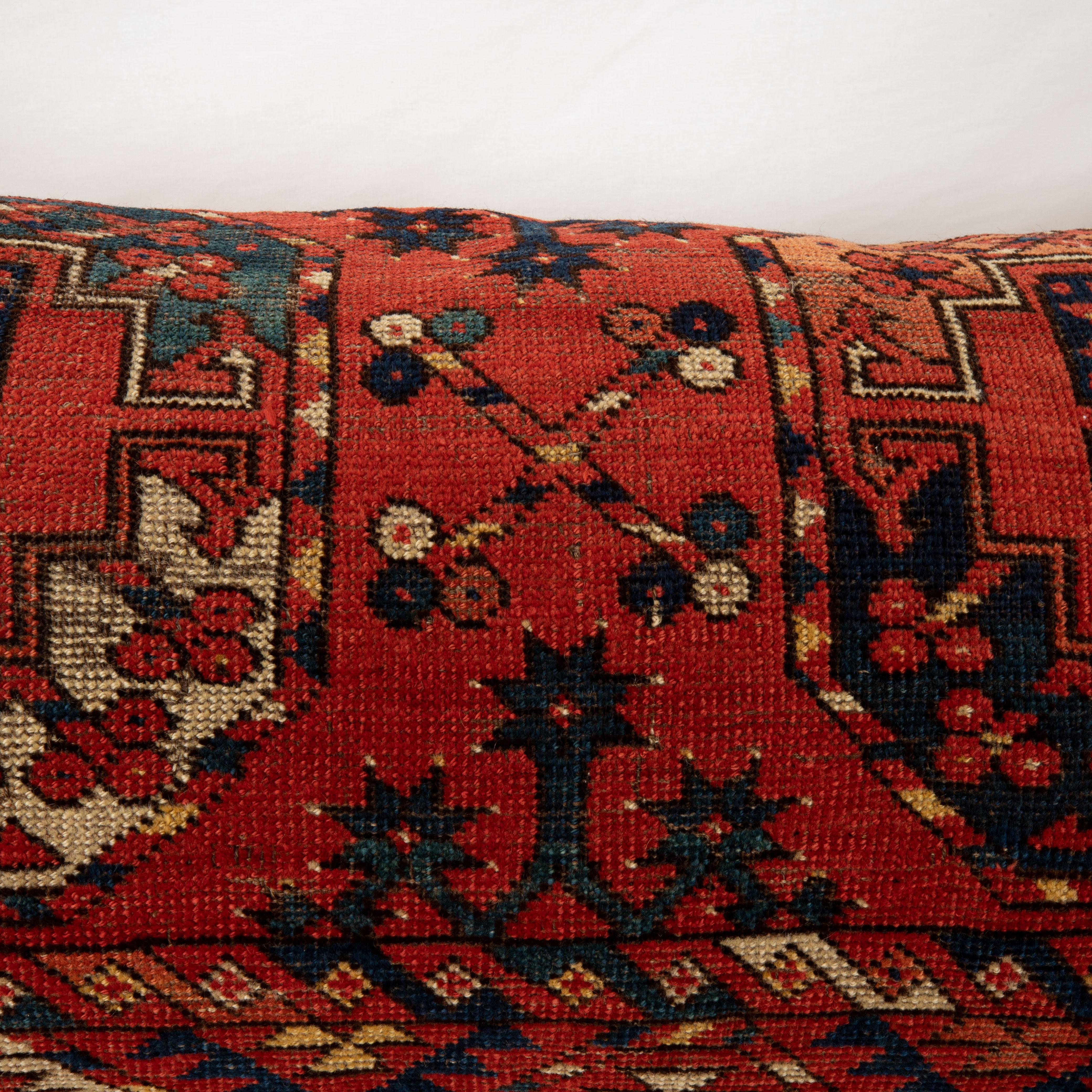19th Century Antique Rug Pillowcase Made from a Mid-19th C. Turkmen Ersari Rug Fragment For Sale