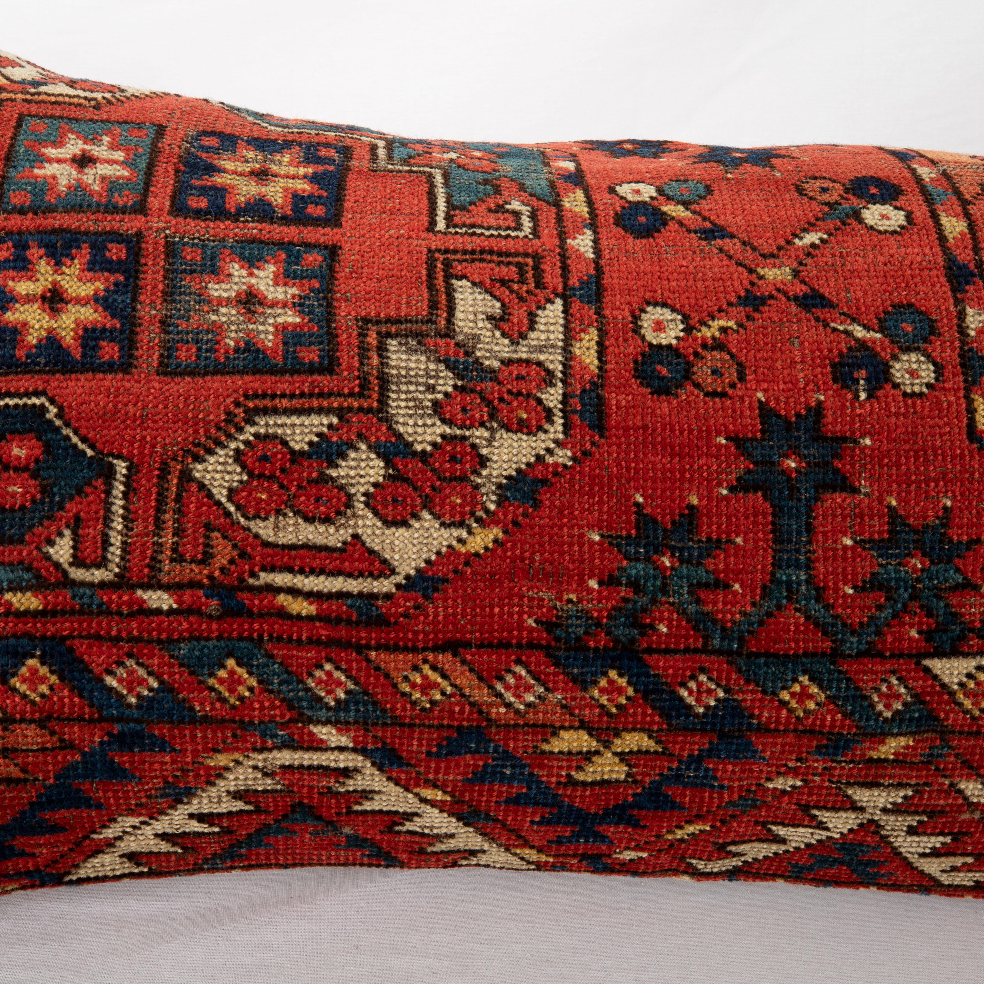 Wool Antique Rug Pillowcase Made from a Mid-19th C. Turkmen Ersari Rug Fragment For Sale