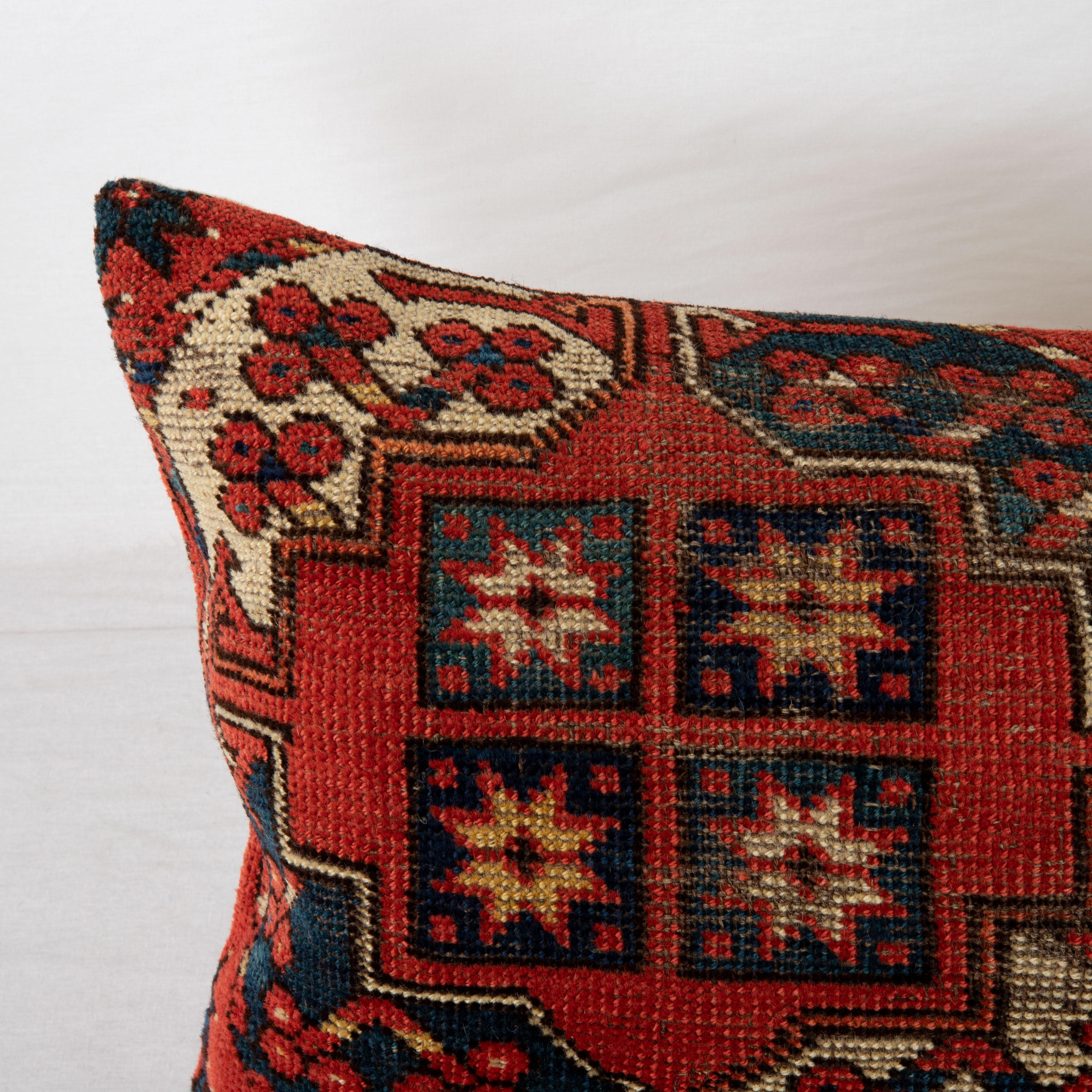 Antique Rug Pillowcase Made from a Mid-19th C. Turkmen Ersari Rug Fragment For Sale 2