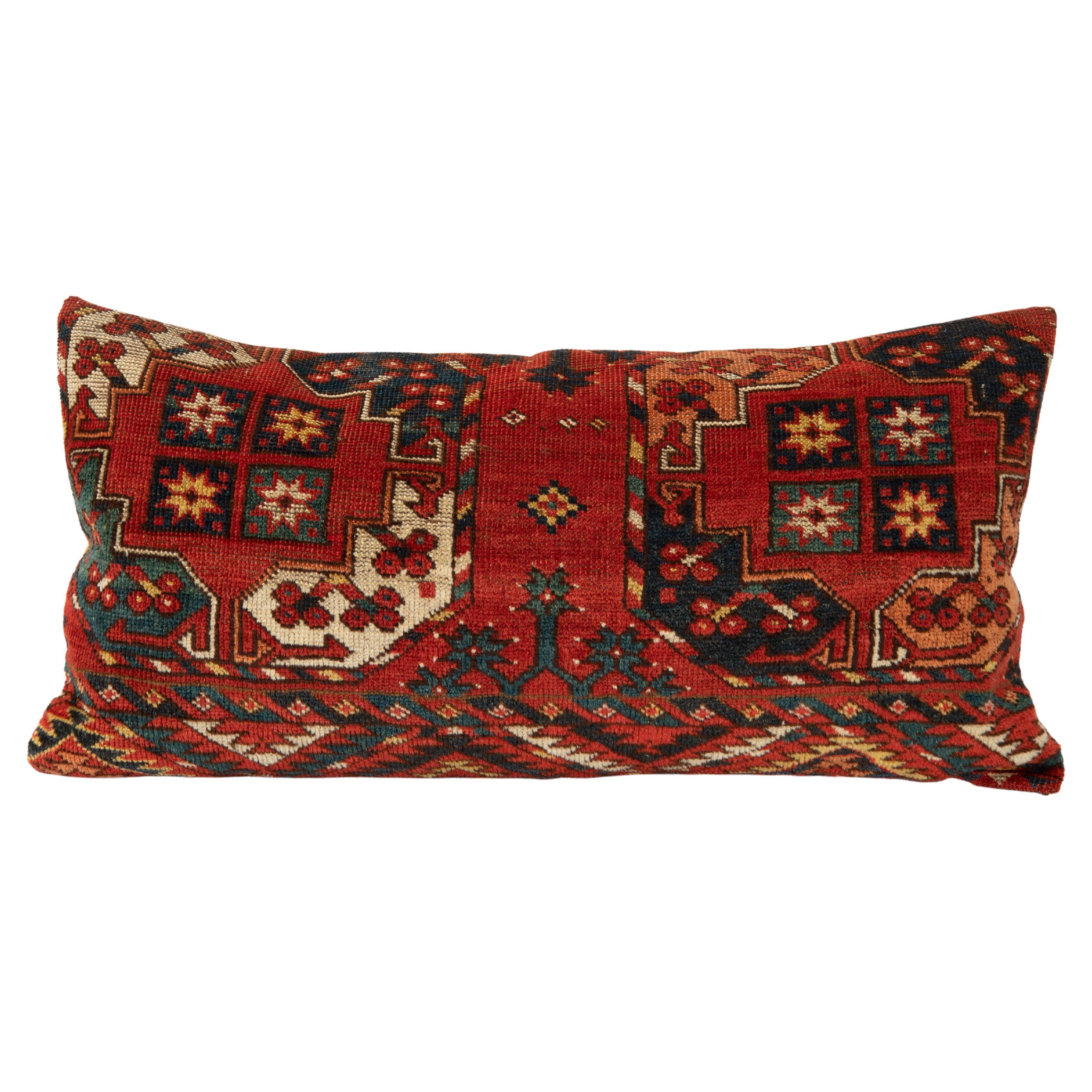 Antique Rug Pillowcase Made from Mid-19th C. Turkmen Ersari Rug Fragment For Sale