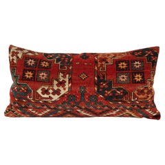Antique Rug Pillowcase Made from Mid-19th C. Turkmen Ersari Rug Fragment