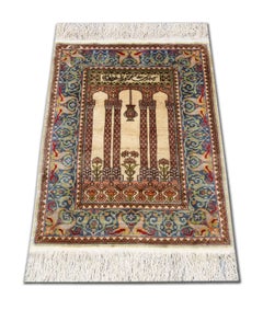 Antique Rug Pure Silk Rugs, Turkish Rugs Herekeh, Handmade Carpet for Sale