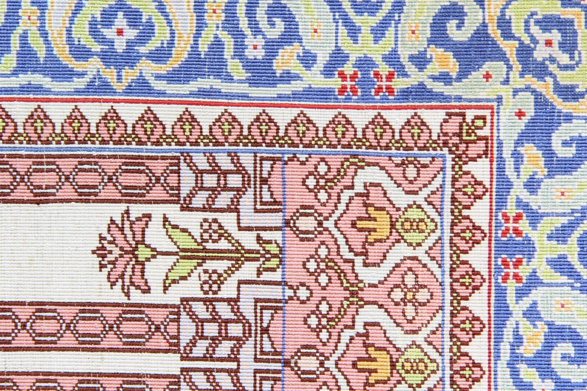 Antiker antiker Teppich aus reiner Seide, türkische Teppiche Herekeh, handgefertigter Teppich (Türkisch) im Angebot