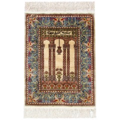 Vintage Rug Pure Silk Rugs, Turkish Rugs Herekeh, Handmade Carpet for Sale