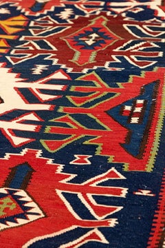 Antique Rug, Quba Kilim Rugs, Azerbaijani Handmade Geometric Oriental Rug