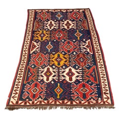 Used Rug, Quba Kilim Rugs, Azerbaijani Handmade Geometric Oriental Rug